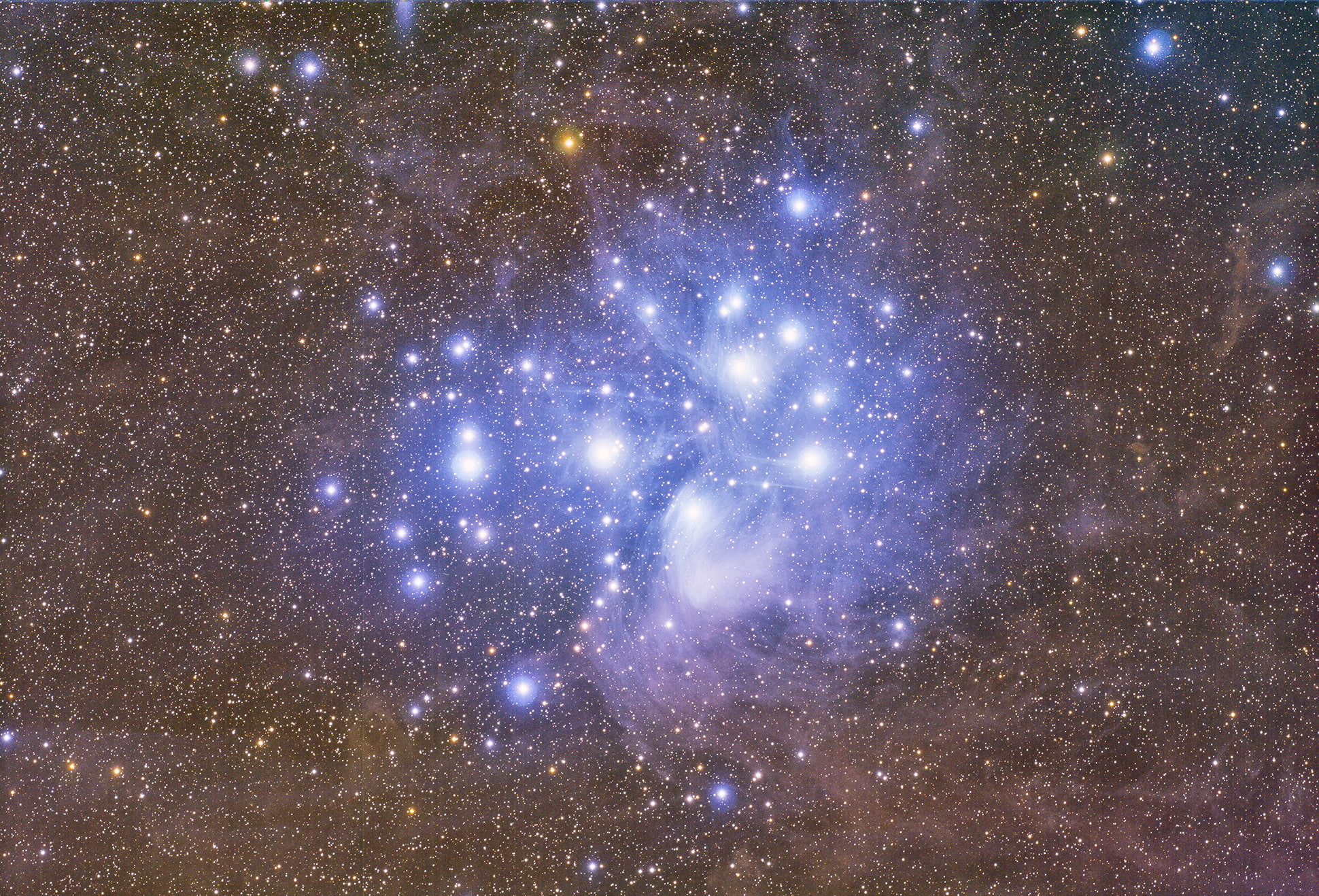 M-45, Star cluster, The Pleiades, 1080P, HD Wallpaper