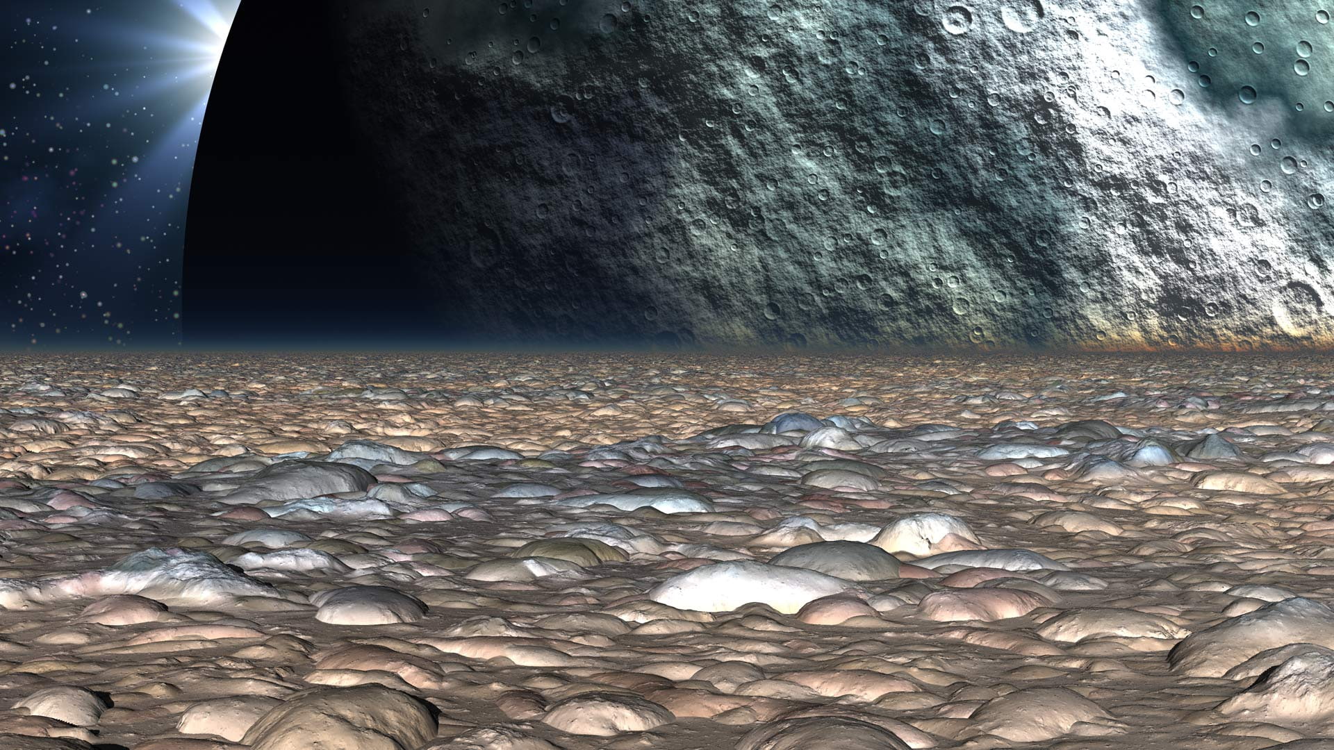 1080P, Moon, Space, hd, landscape, bubbles, moons, lunar, pebble surface, art, HD Wallpaper