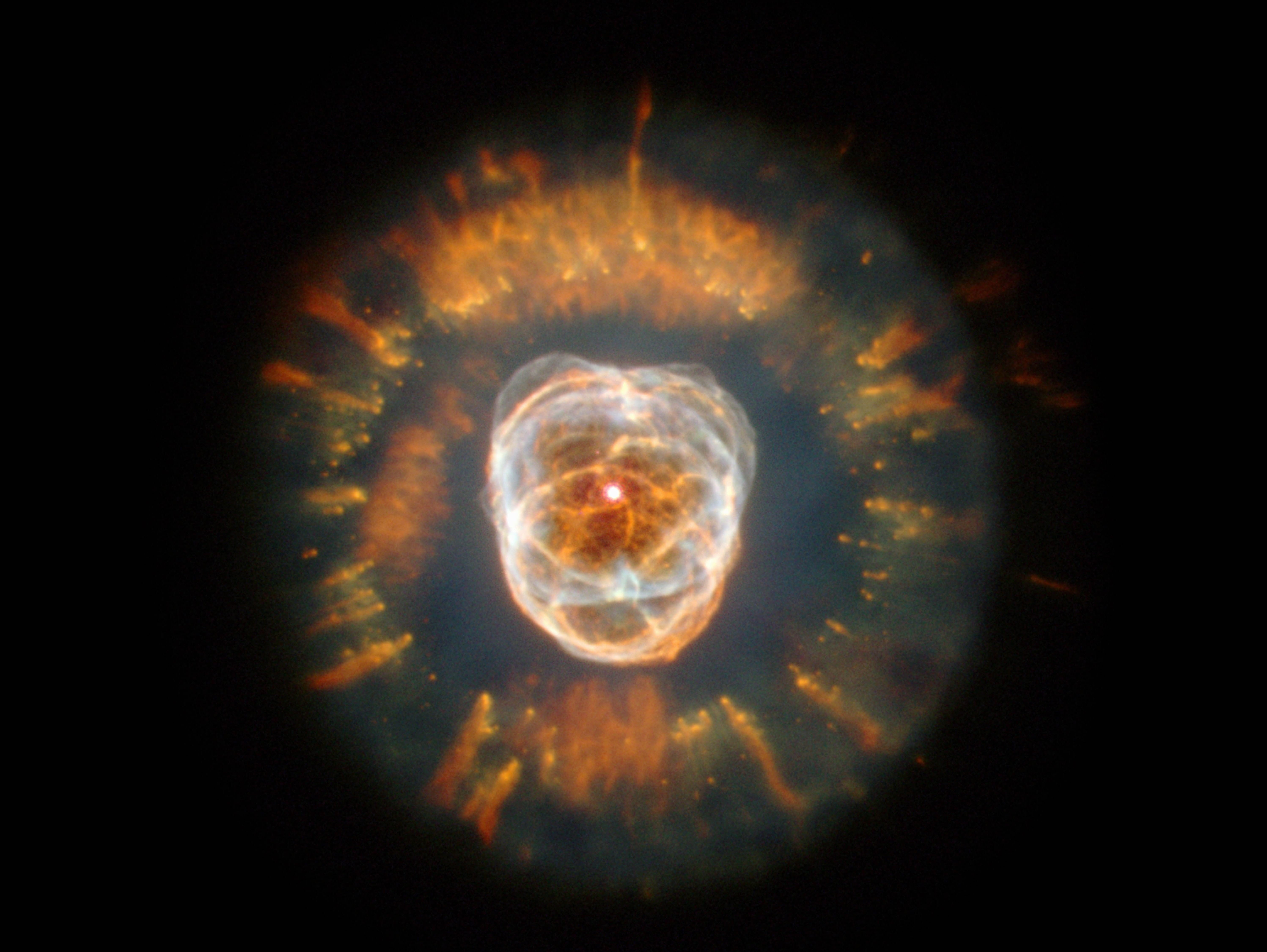 galaxy, shape, glowing, magnification, astronautics, x-ray image, constellation twin, astronomy, eskimo nebula, orange, starry sky, sky, flame, animals in the wild, HD Wallpaper