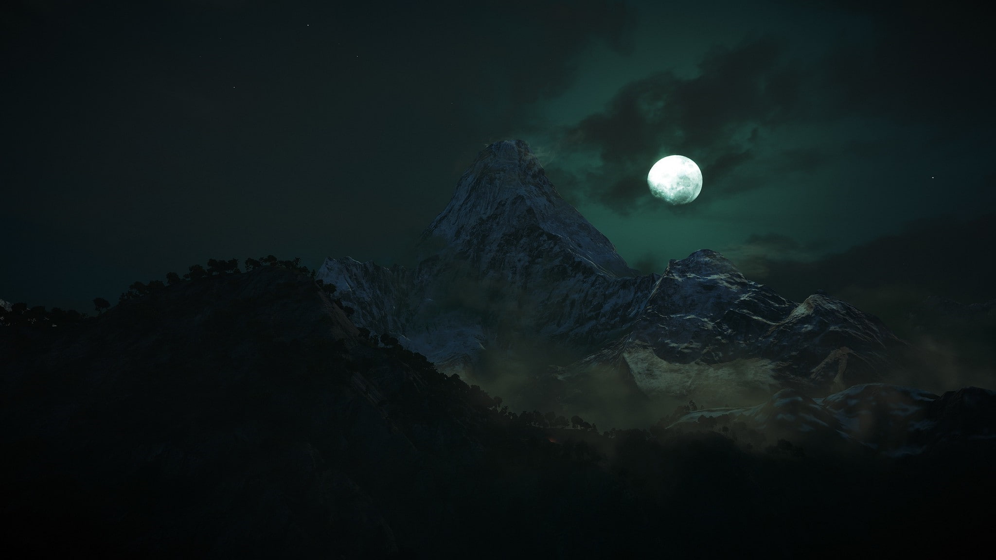 scenics - nature, landscape, space, sky, full moon, no people, beauty in nature, astronomy, tranquility, planetary moon, moonlight, night, tranquil scene, HD Wallpaper