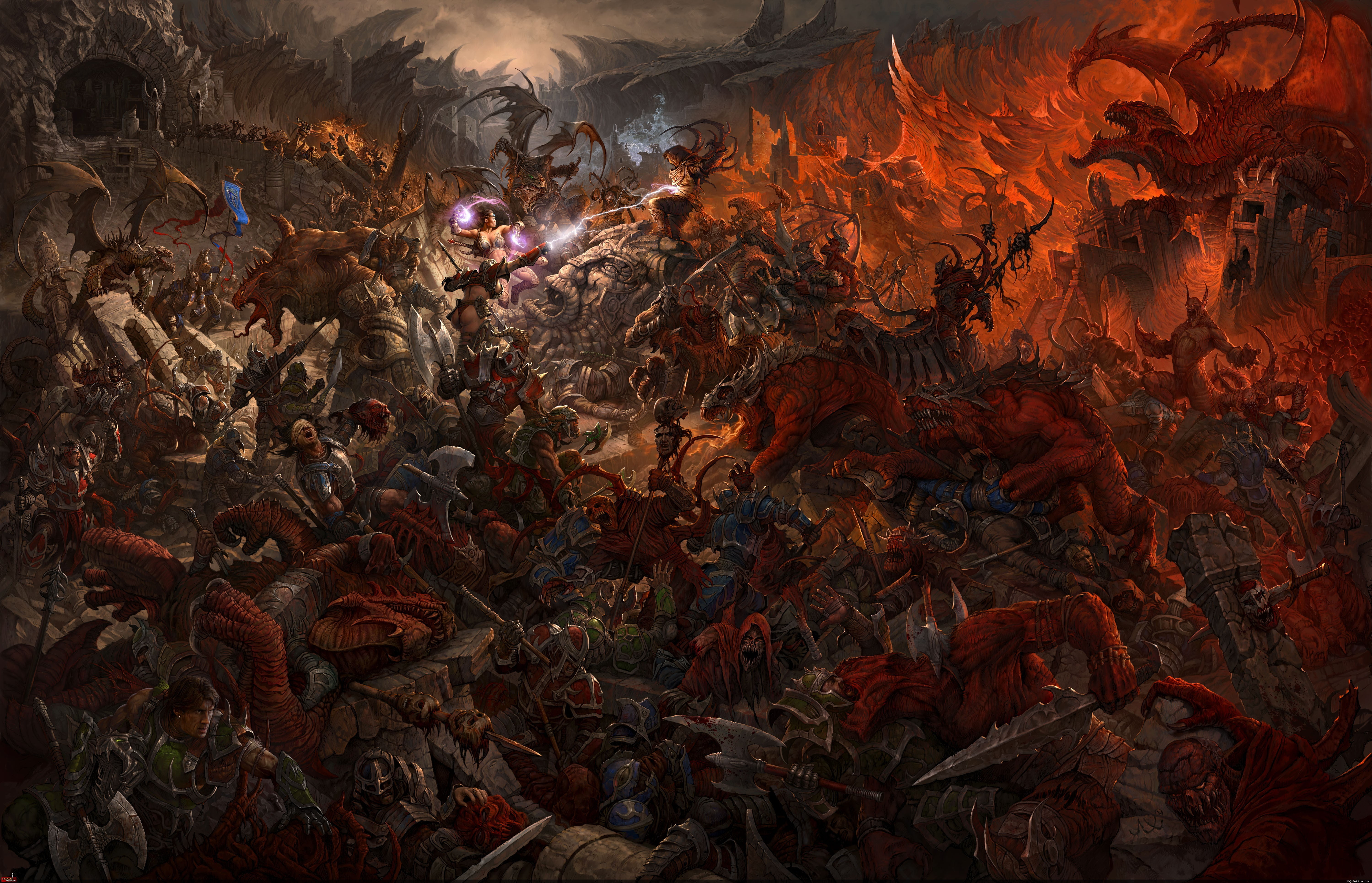 dark, demon, artwork, 5K, battle, fantasy art, dark fantasy, war, HD Wallpaper