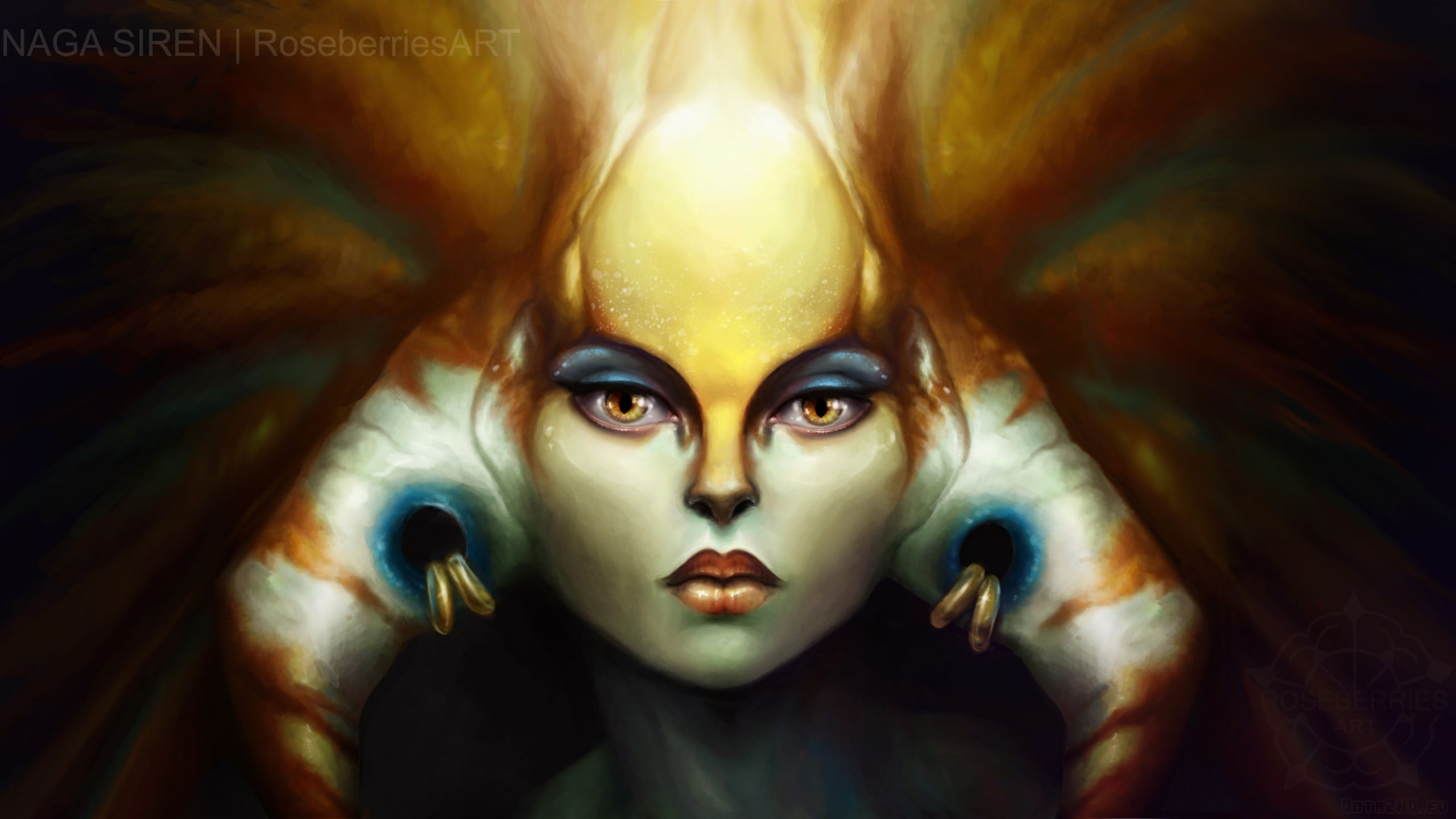 front view, portrait, young adult, human body part, women, young women, human face, paint, evil, Naga siren, beautiful woman, 2K, indoors, make-up, representation, HD Wallpaper