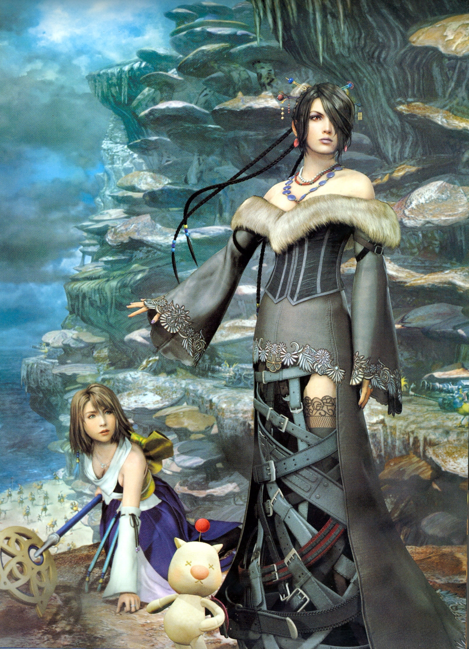x, yuna, Final Fantasy, video, art, 1080P, hd, Video Games, games, final, fantasy, lulu, Phone HD Wallpaper