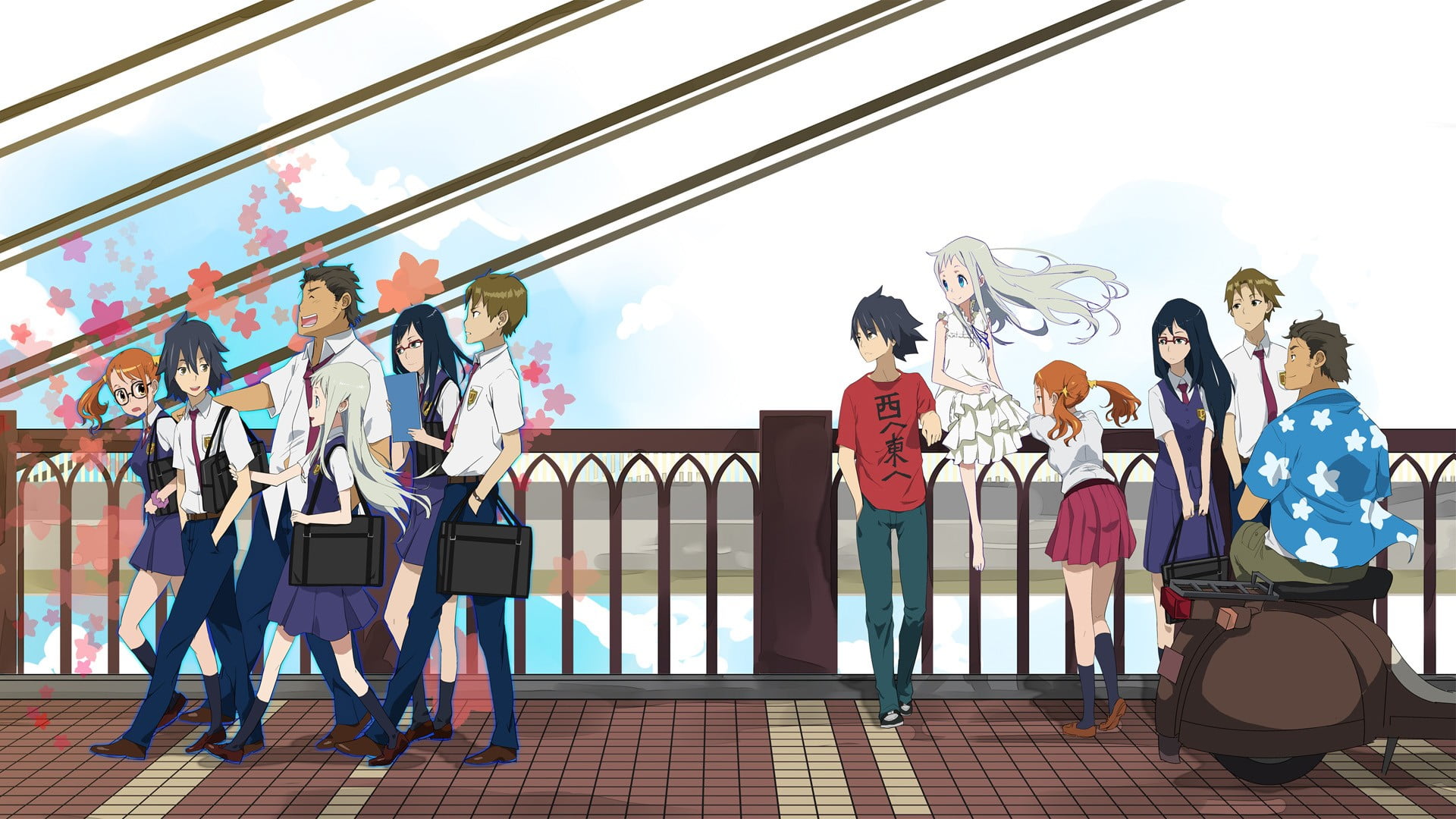 men, full length, nature, day, anime boys, outdoors, large group of people, Ano Hi Mita Hana no Namae wo Bokutachi wa Mada Shiranai, leisure activity, 1080P, HD Wallpaper