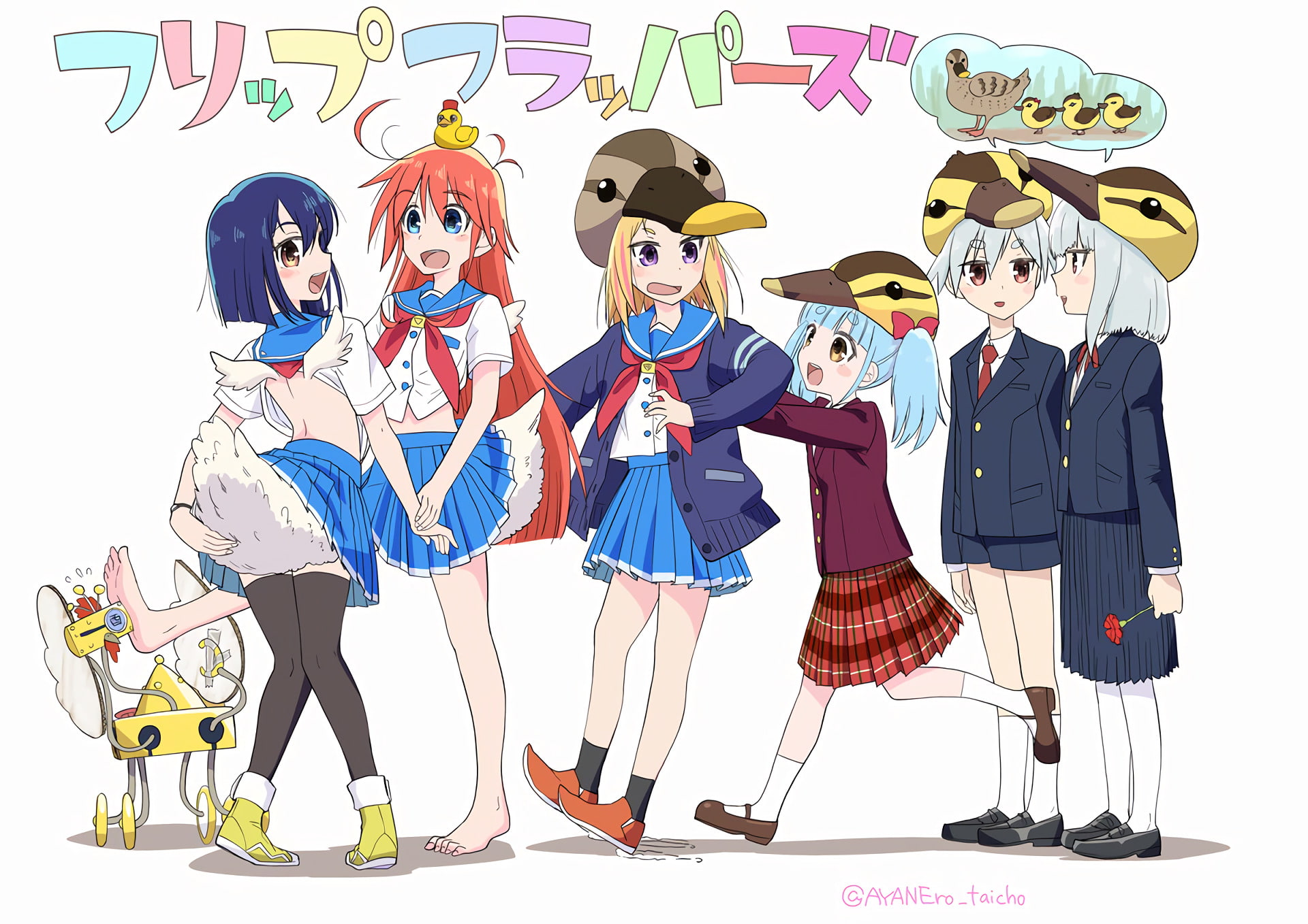 Papika (Flip Flappers), Cocona Kokomine, Flip Flappers, 1080P, TT-392 (Flip Flappers), Yayaka (Flip Flappers), Yuyu (Flip Flappers), Toto (Flip Flappers), HD Wallpaper