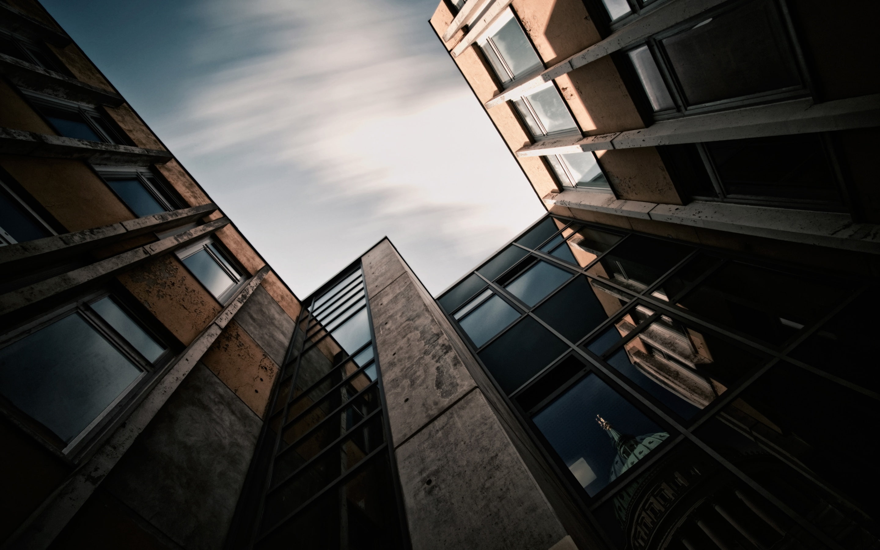 City, building, House, gray, 2K, brown, Area, Up, Buildings, Look, Sky, HD Wallpaper