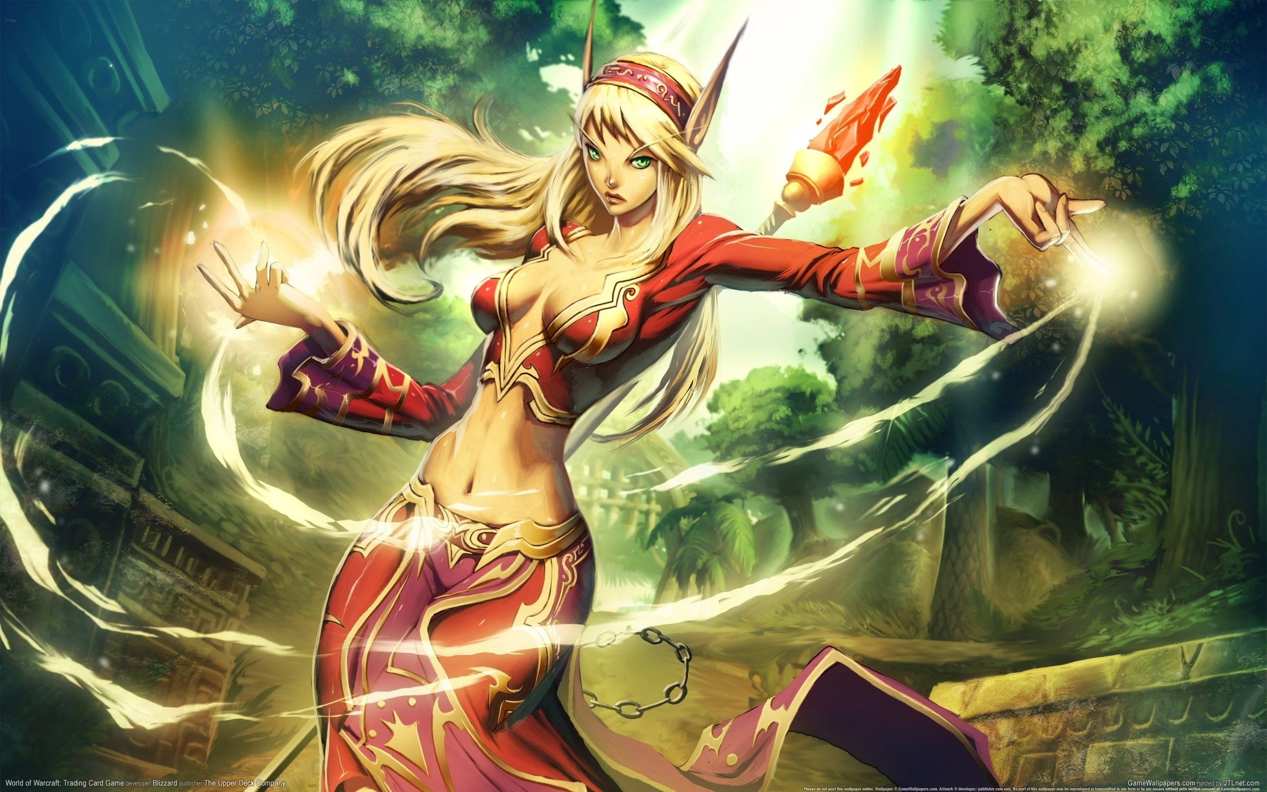 of, staff, Girls, 2K, city, elf, Magic, world, arts, warcraft, HD Wallpaper