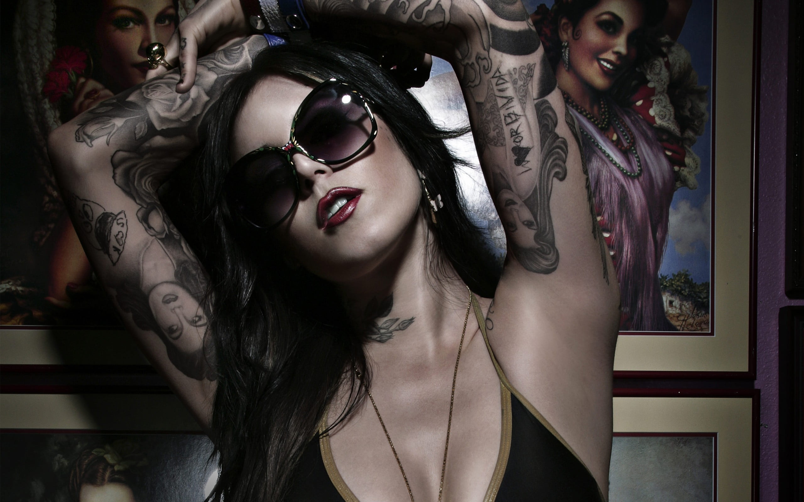 one person, beauty, beautiful woman, Kat Von D, portrait, 2K, young women, hairstyle, looking at camera, young adult, adult, long hair, real people, leisure activity, HD Wallpaper
