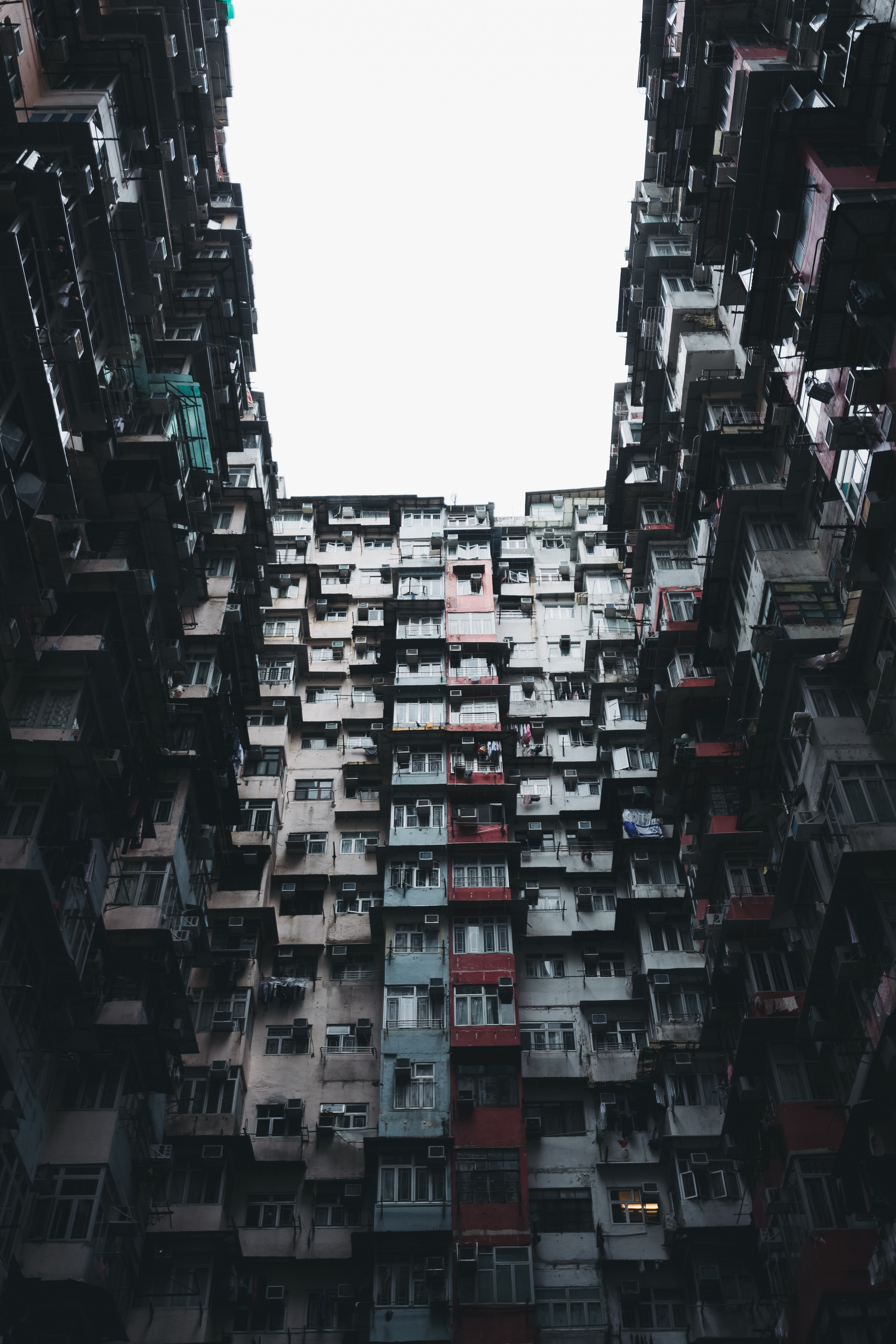 tall - high, apartment, 5K, low angle view, in a row, abundance, no people, Hong Kong, residential district, built structure, skyscraper, building, day, Phone HD Wallpaper