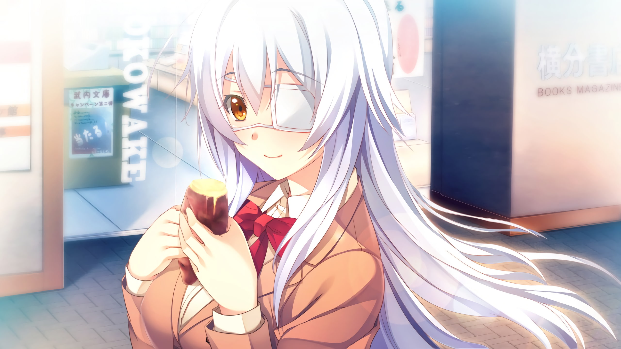 window, reflection, one person, representation, women, portrait, headshot, front view, glass - material, anime girls, orange eyes, anime, young adult, adult, HD Wallpaper