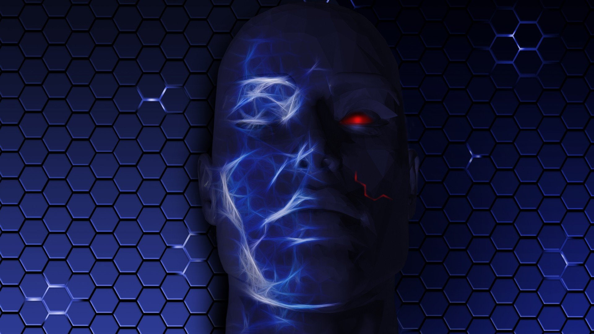 eyes, 1080P, cgi, faces, Humanoid, red, HD Wallpaper