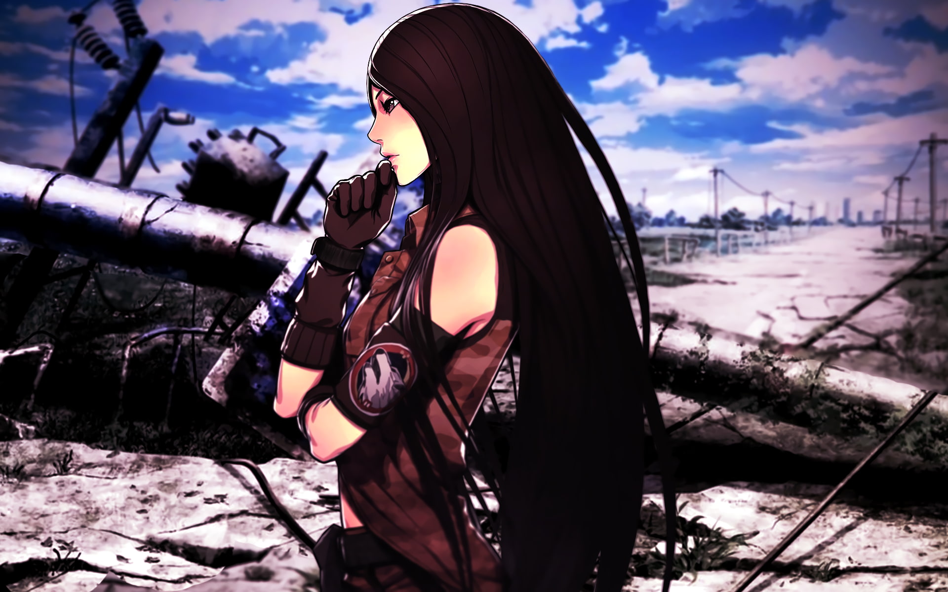 anime girls, long hair, war, brunette, lin, anime, Advance Wars, 1080P, HD Wallpaper