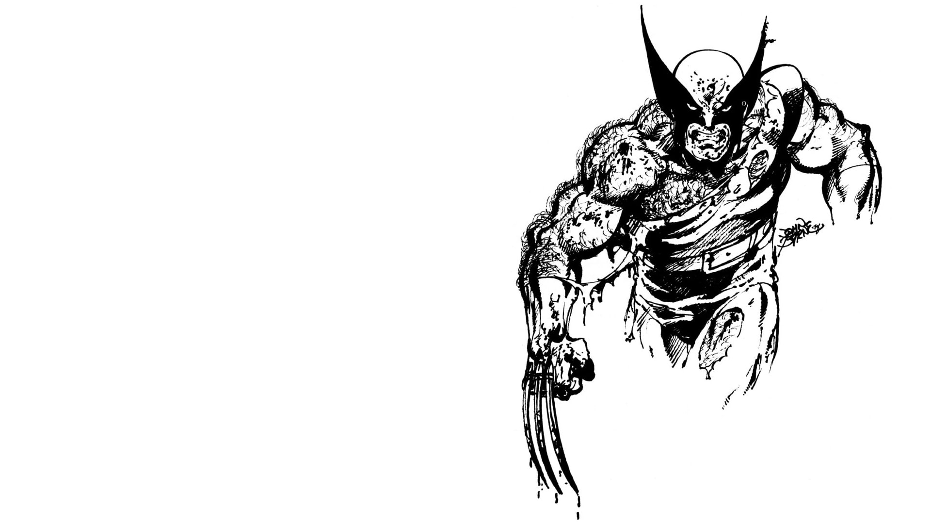x, white, wolverine, cartoon/comic, hd, 1080P, men, bw, HD Wallpaper