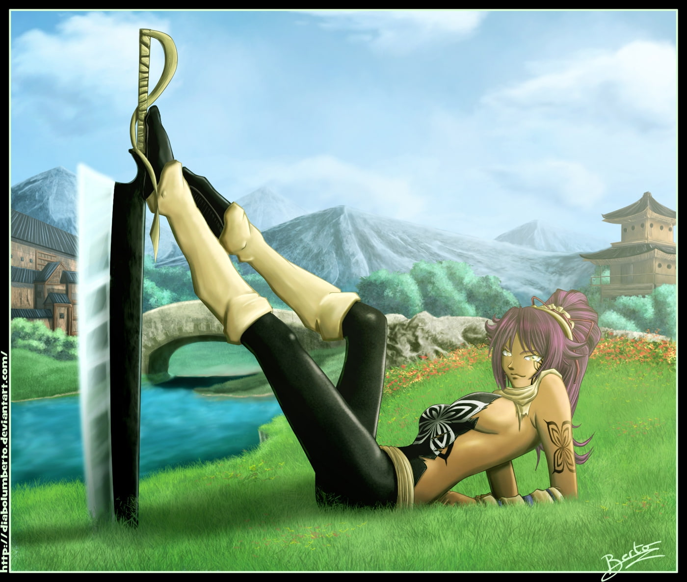 shading, art, 720P, Shihouin Yoruichi, soft, shihouin, bleach, anime, hd, yoruichi, x, HD Wallpaper