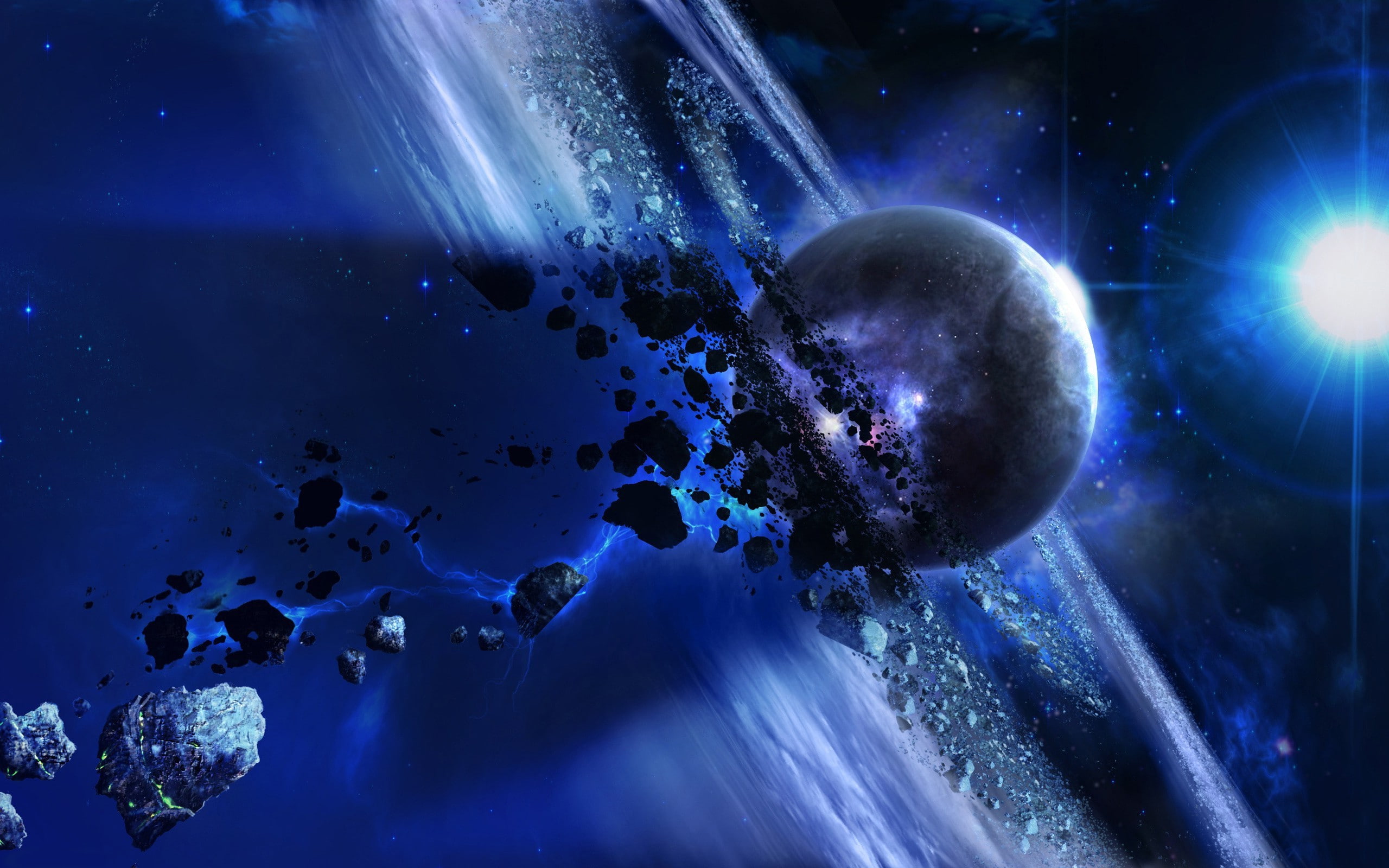 scenics - nature, astronomy, science, no people, 2K, star - space, planet earth, Asteroid, dark, space, outdoors, galaxy, CG Render, water, nature, purple, HD Wallpaper