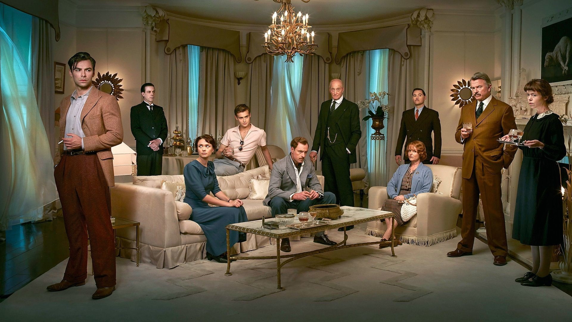 young women, crowd, full length, domestic room, standing, males, adult, indoors, men, mature men, 1080P, and then there were none, communication, mature adult, HD Wallpaper