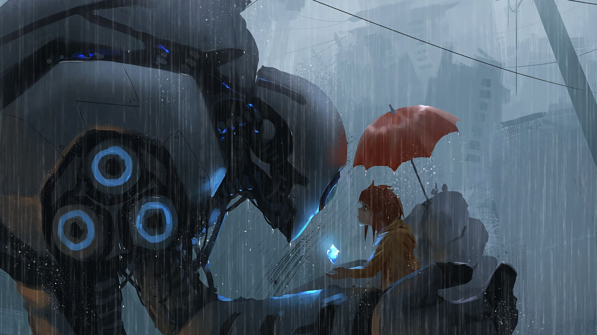 giant, science fiction, architecture, built structure, art and craft, outdoors, reflection, leisure activity, futuristic, robot, representation, rain, nature, HD Wallpaper