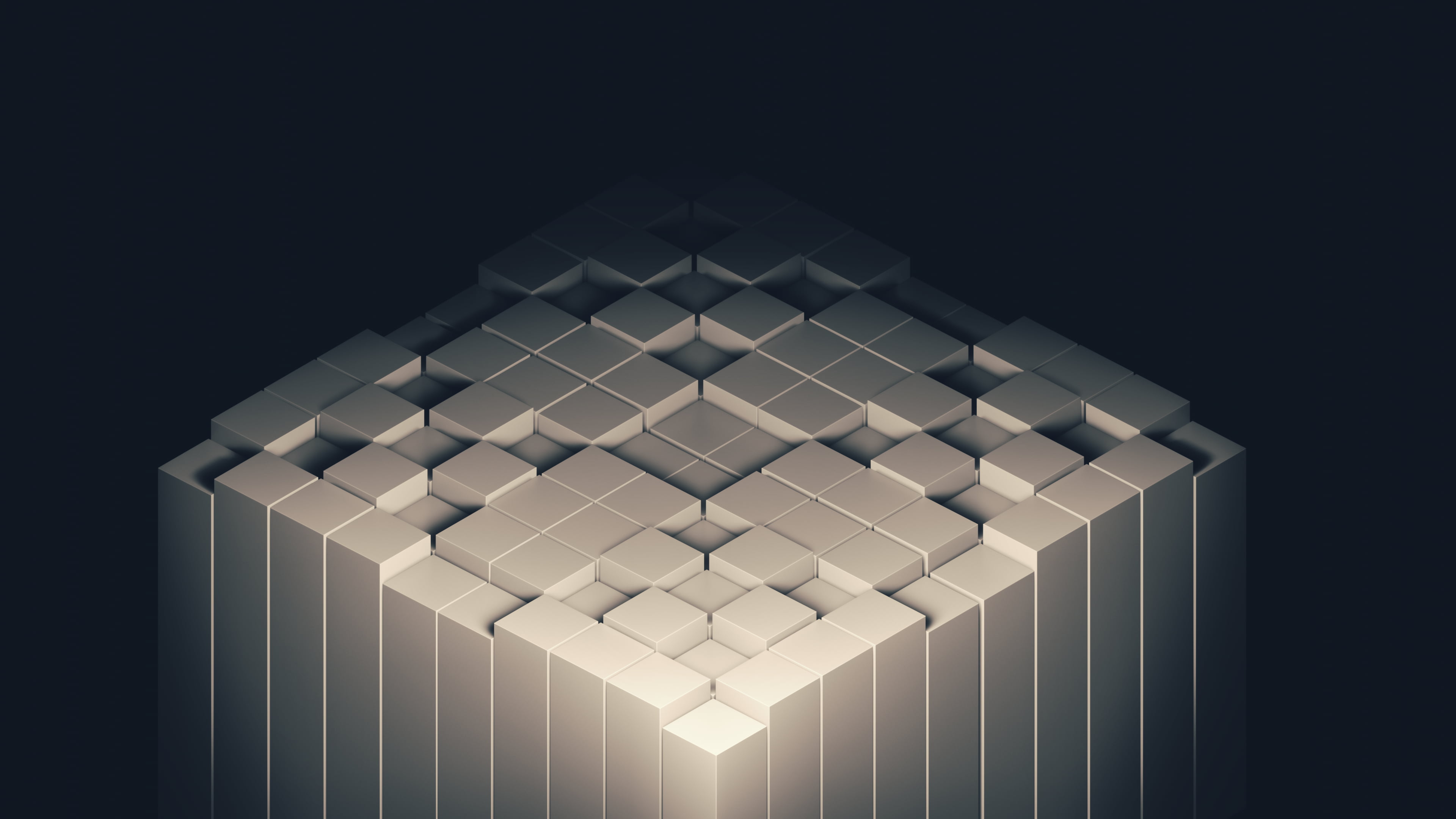 3D, digital, square, Blender, geometry, 4K, minimalism, digital art, simple background, cube, abstract, HD Wallpaper