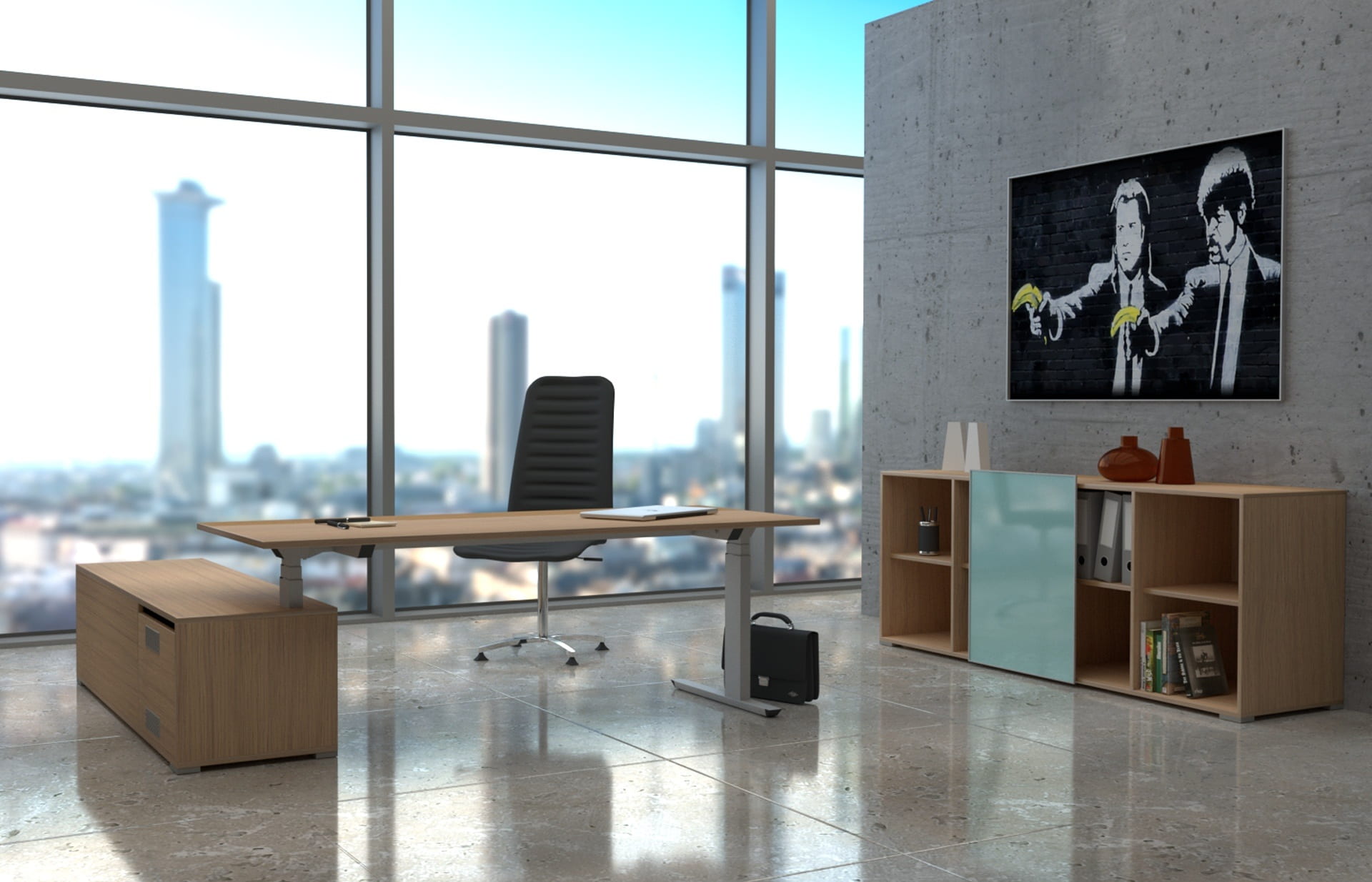 cubby, building, built structure, beside, view, indoors, travel, skyscraper, brown, 3d render, transparent, airport departure area, shelf, day, focus on foreground, HD Wallpaper