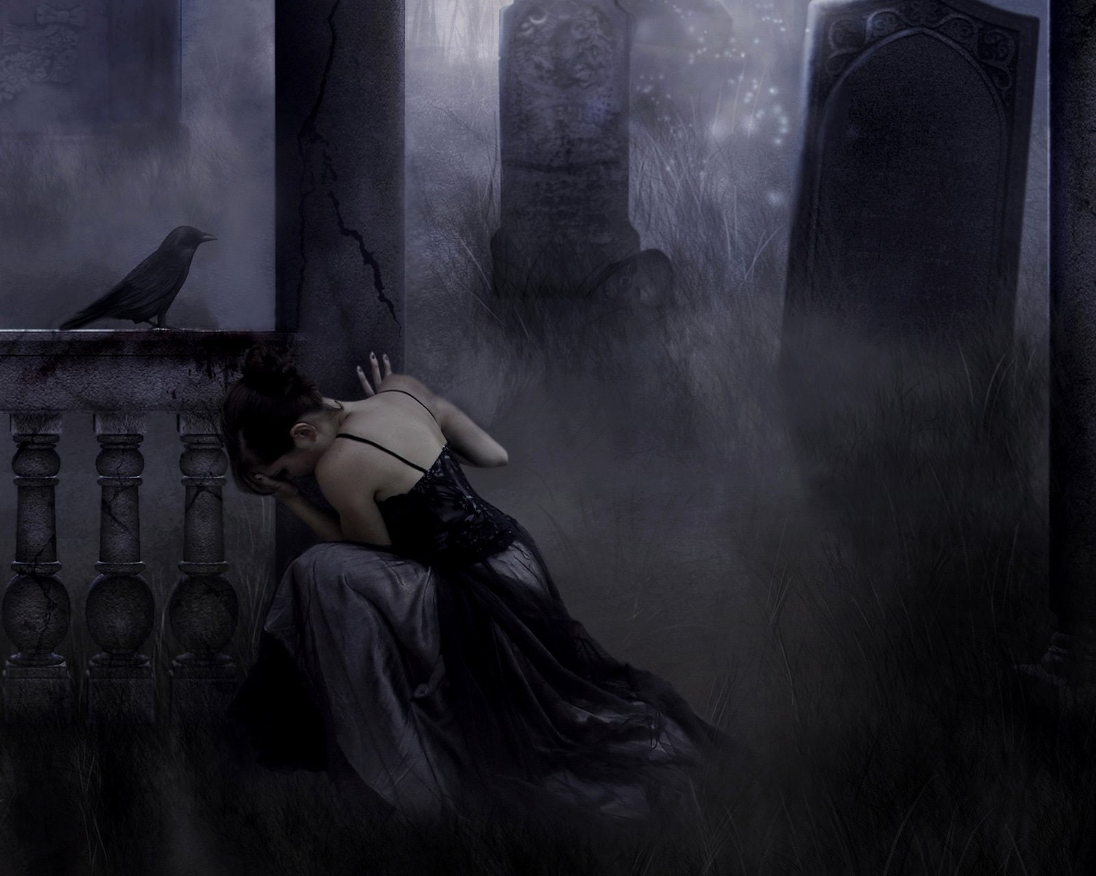 women, Dark, fashion, real people, fear, clothing, digital composite, dress, lifestyles, adult, wome, young women, s, ghost, 720P, hairstyle, emotion, HD Wallpaper