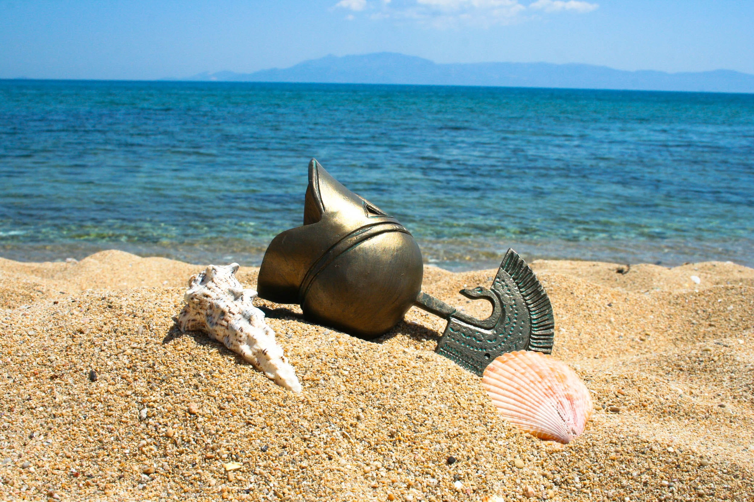 horizon over water, animal, shall, Helmet, animals in the wild, sunlight, Greece, sand, Beach, water, Sand, undersea, no people, horizon, nature, marine, HD Wallpaper