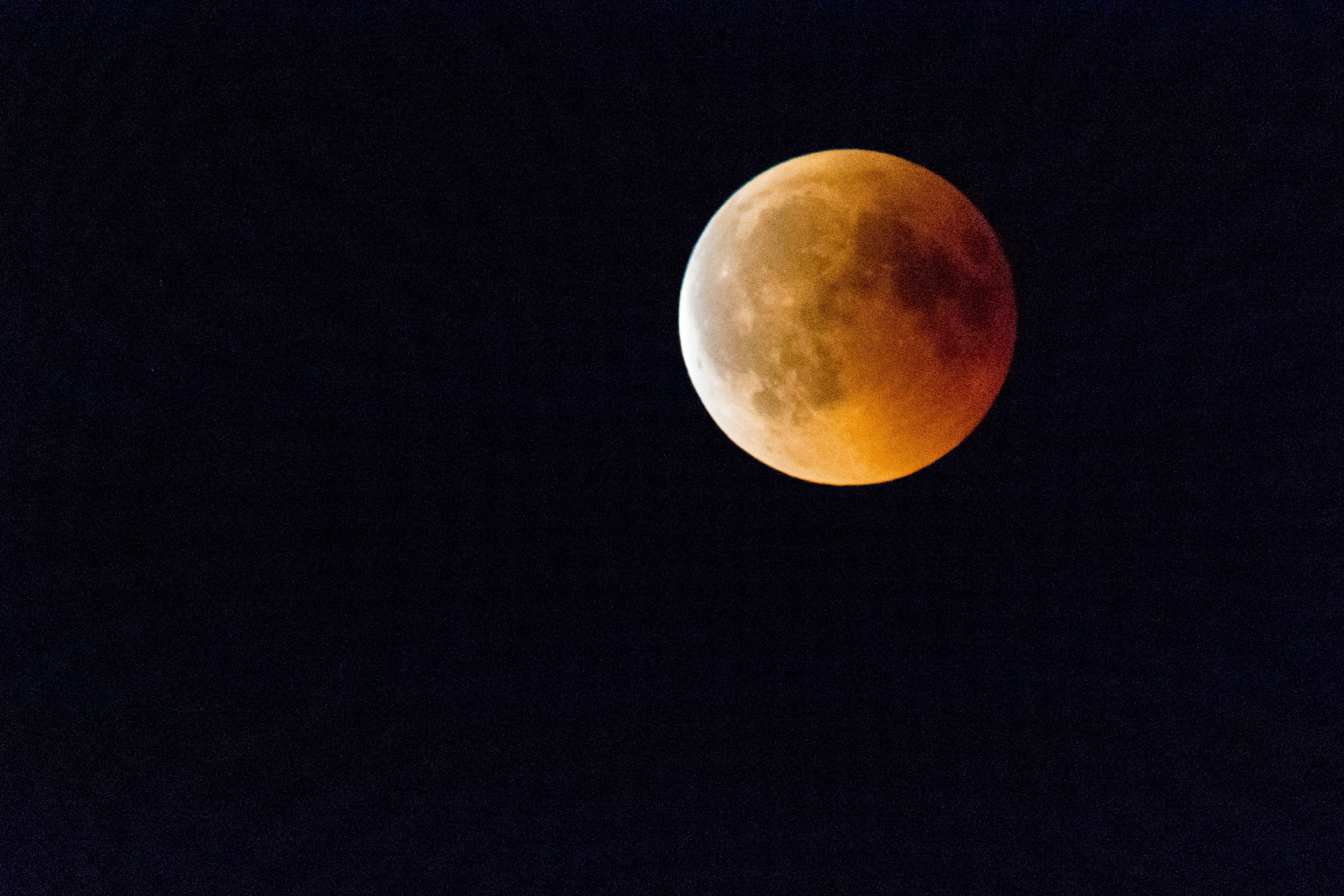blood moon, lunar, tranquility, tranquil scene, low angle view, nature, no people, orange color, moonlight, lighting, mystical, circle, cosmos, beauty in nature, HD Wallpaper