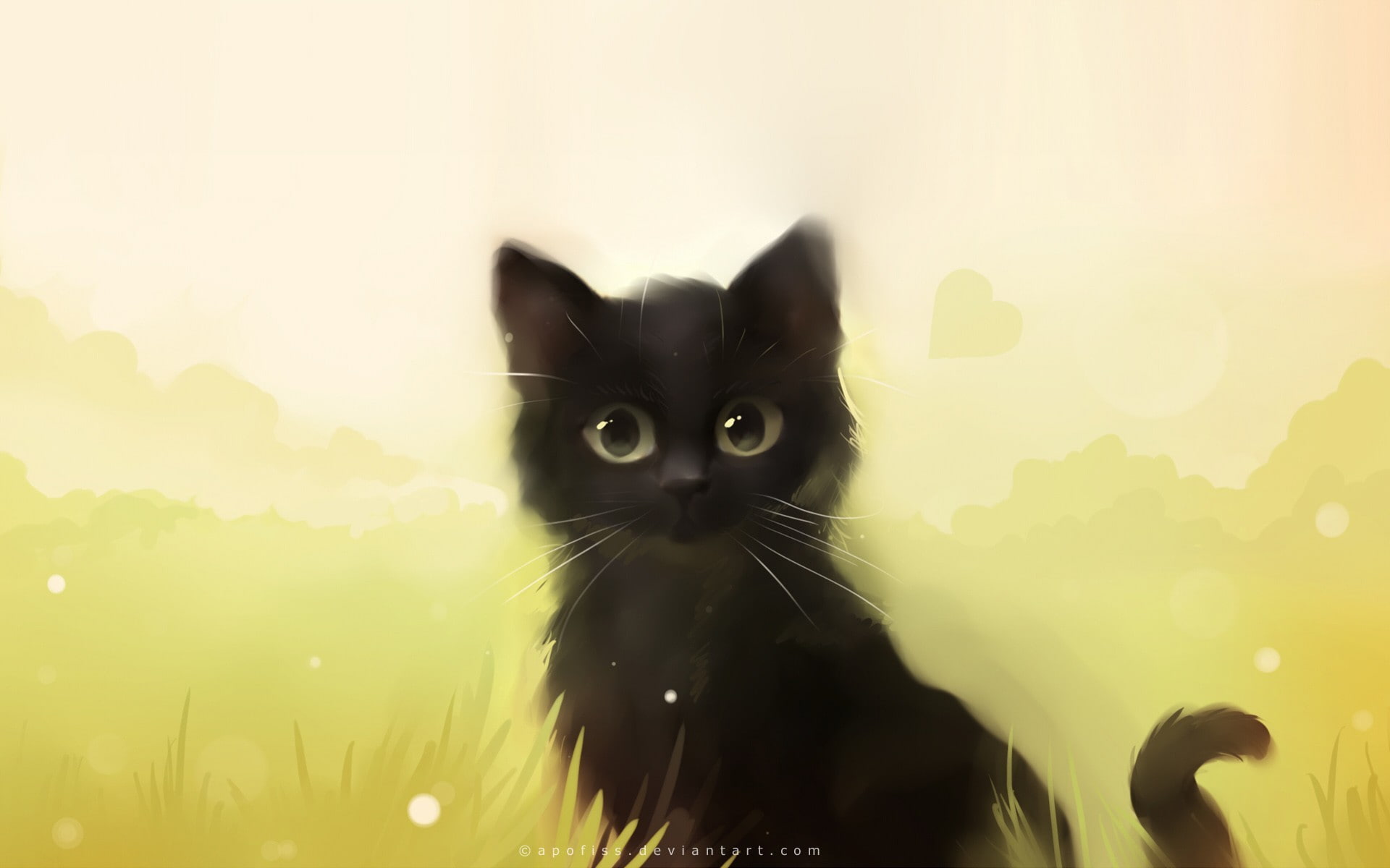 Apofiss, painting, 1080P, black cats, cat, HD Wallpaper