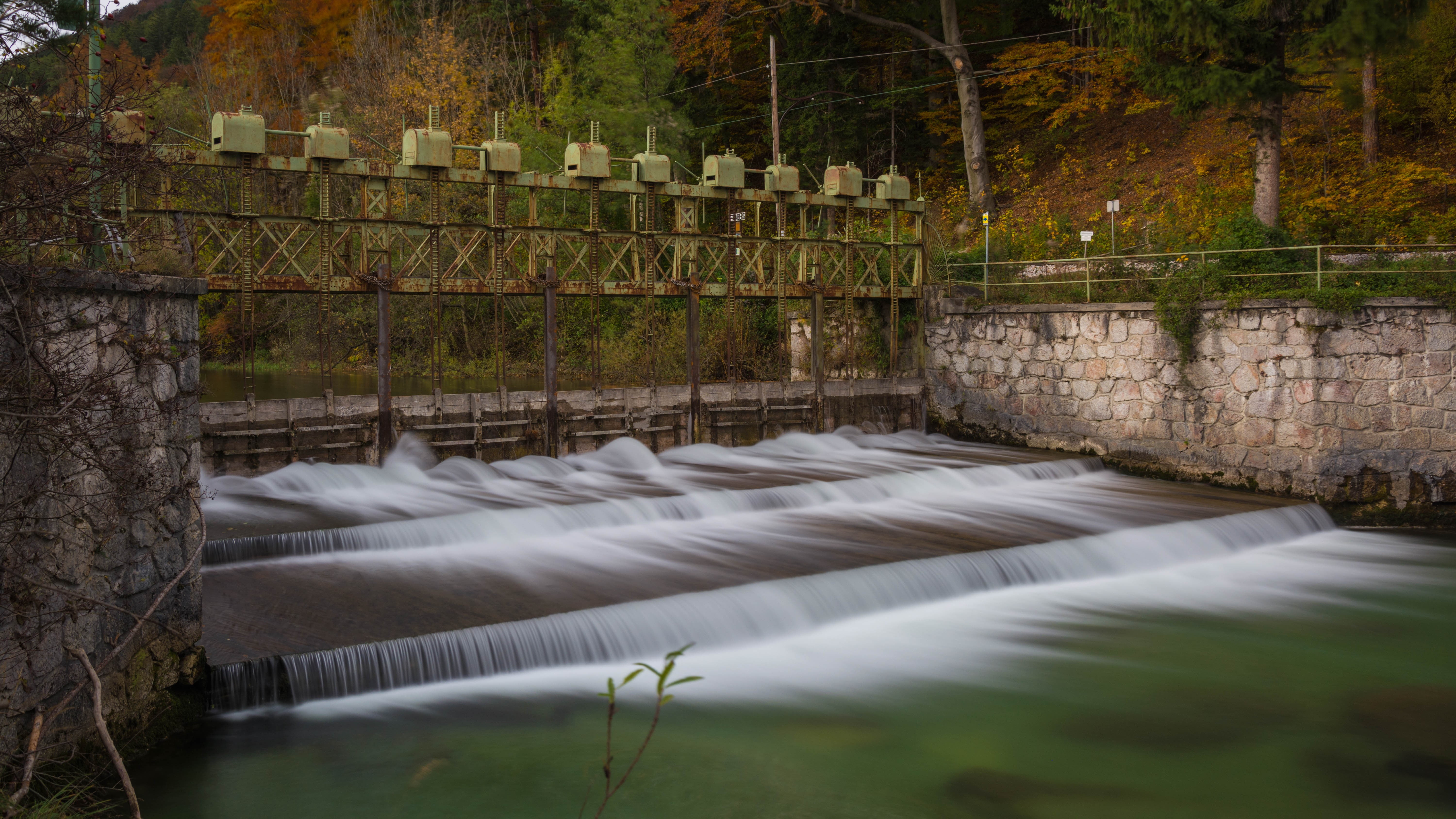 flowing, pool, nature, architecture, 5K, blurred motion, renewable energy, hydroelectric power, waterfall, flowing water, long exposure, day, no people, HD Wallpaper