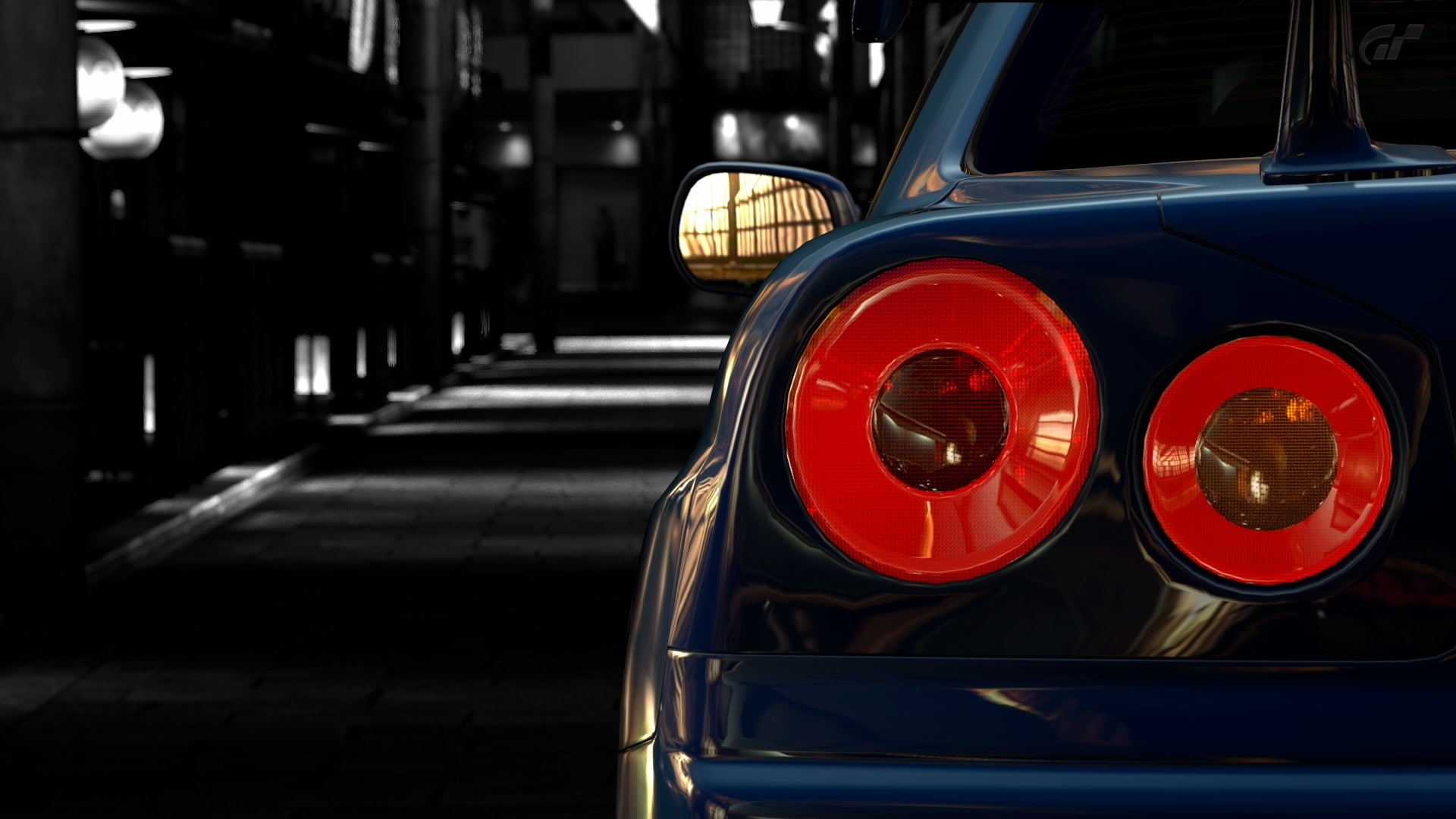architecture, Nissan Skyline GT-R R34, no people, motor vehicle, sign, transportation, street, focus on foreground, car, red, close-up, reflection, city, HD Wallpaper