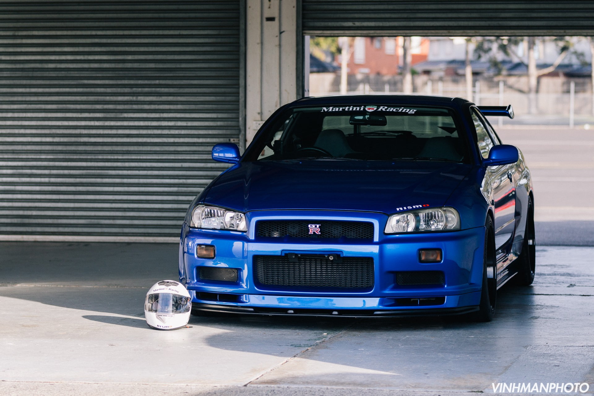 stationary, city, outdoors, mode of transportation, transportation, motor vehicle, land vehicle, Nissan Skyline GT-R R34, street, 1080P, retro styled, HD Wallpaper