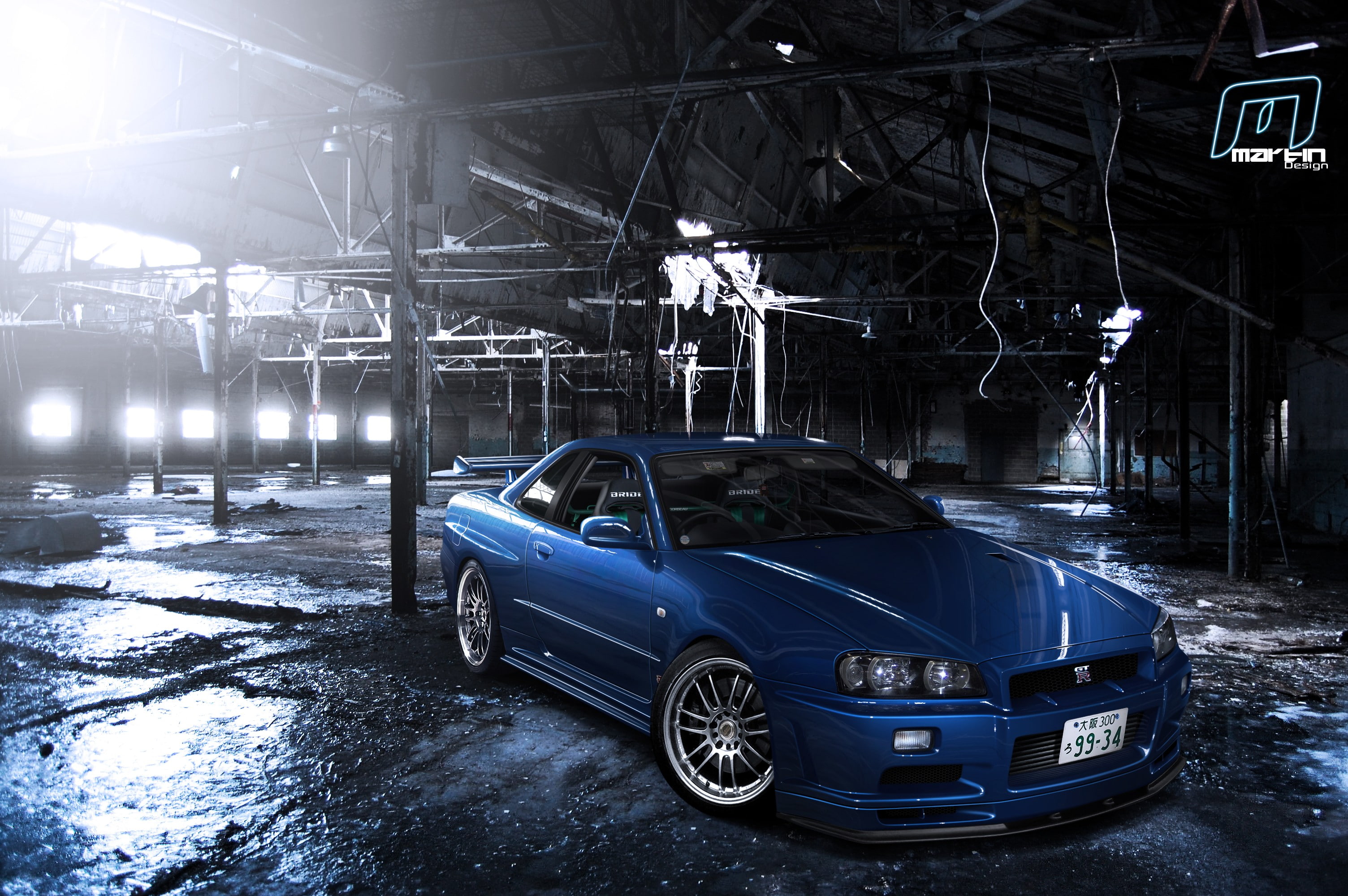 mode of transportation, stationary, street, nature, architecture, garage, built structure, illuminated, lighting equipment, city, vintage car, night, Nissan Skyline GT-R R34, HD Wallpaper