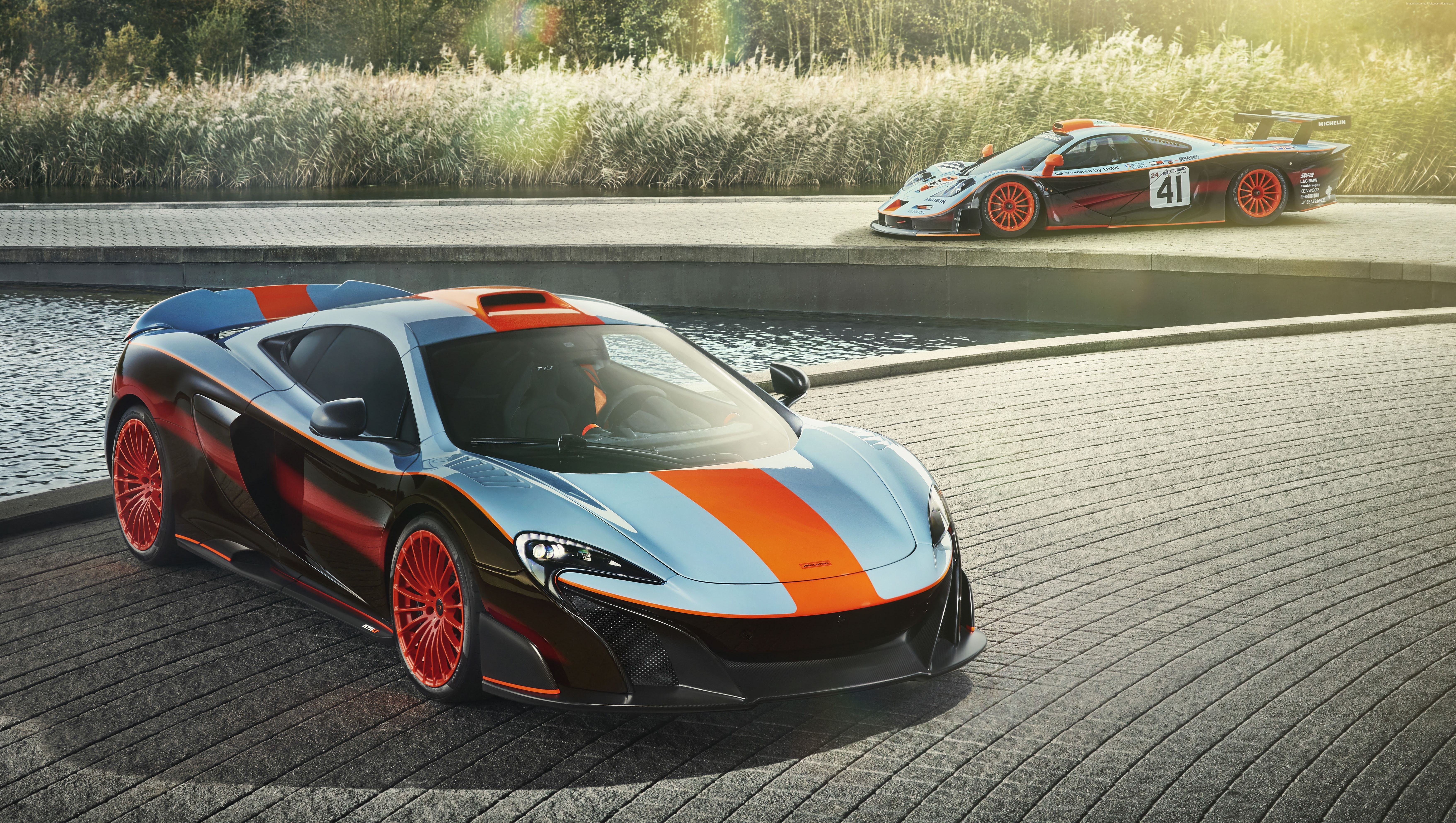 7K, McLaren 675LT F1 GTR livery, 5K, luxury cars, HD Wallpaper