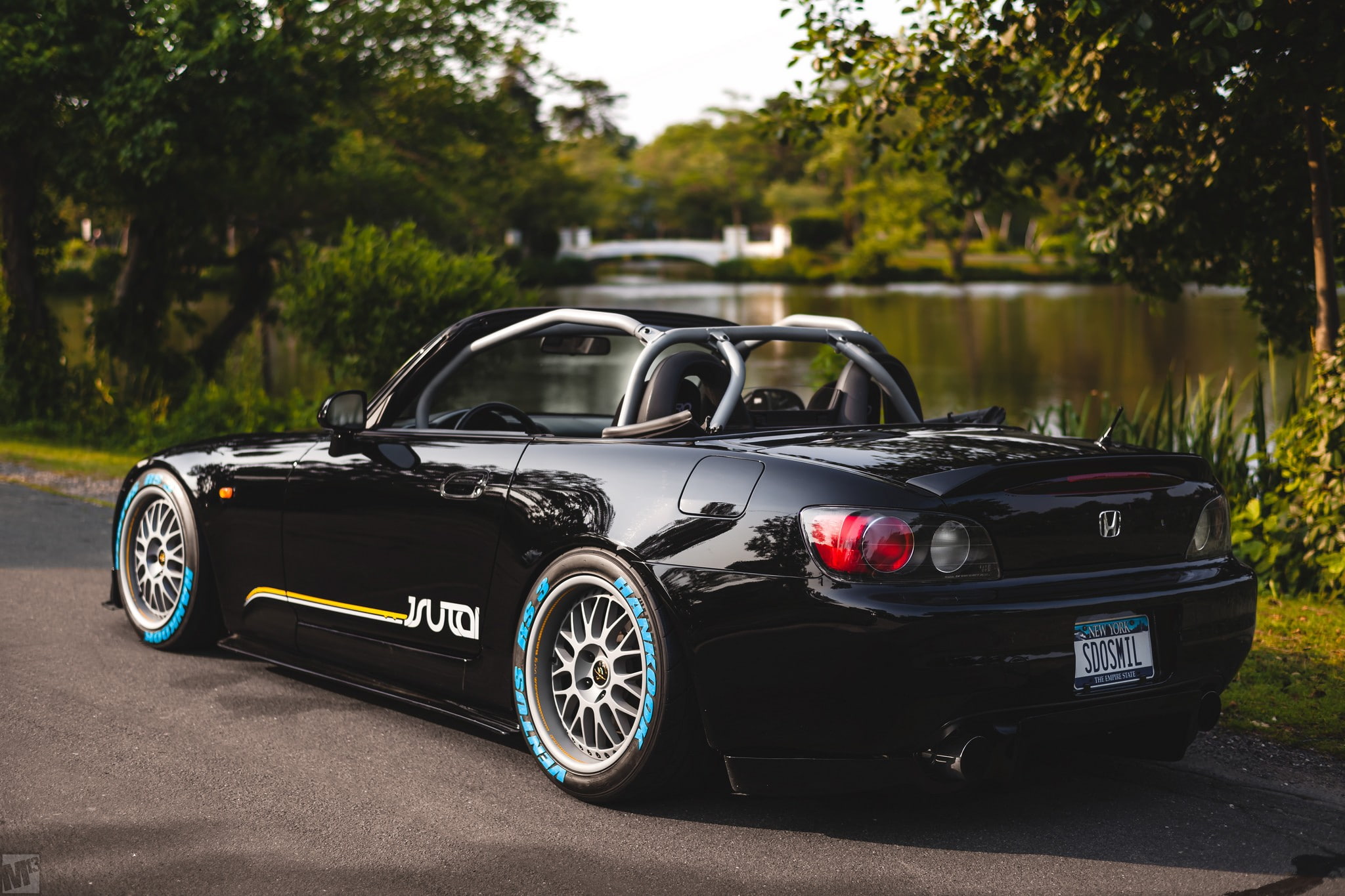 wheel, road, vintage car, black color, day, motor vehicle, plant, car, mode of transportation, transportation, honda s2k stance lake hankook black cars vehicle, HD Wallpaper