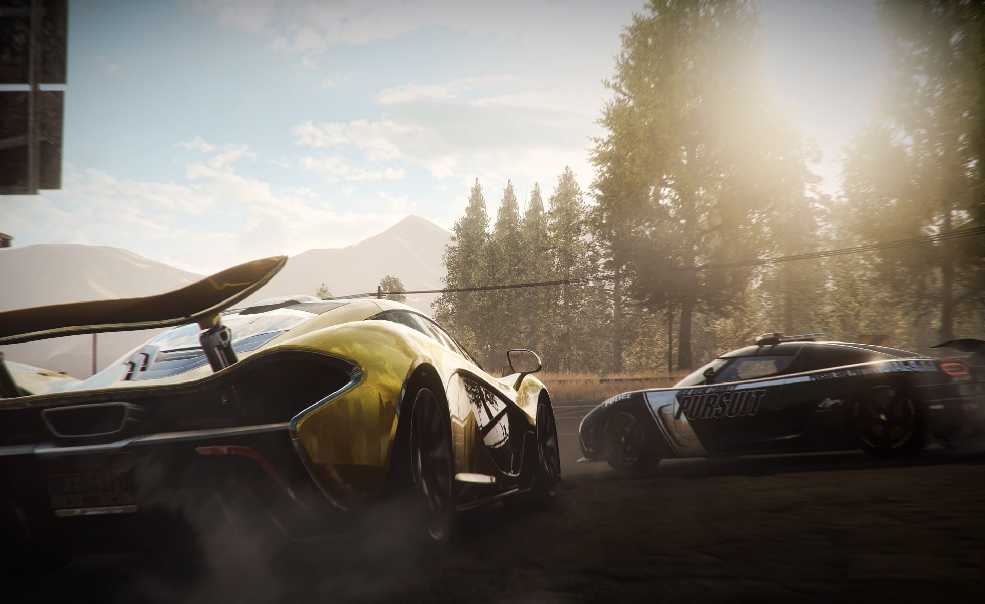 supercars, forest, 1080P, smoke, Need for Speed Rivals, daroga, race, Koenigsegg, McLaren P1, HD Wallpaper