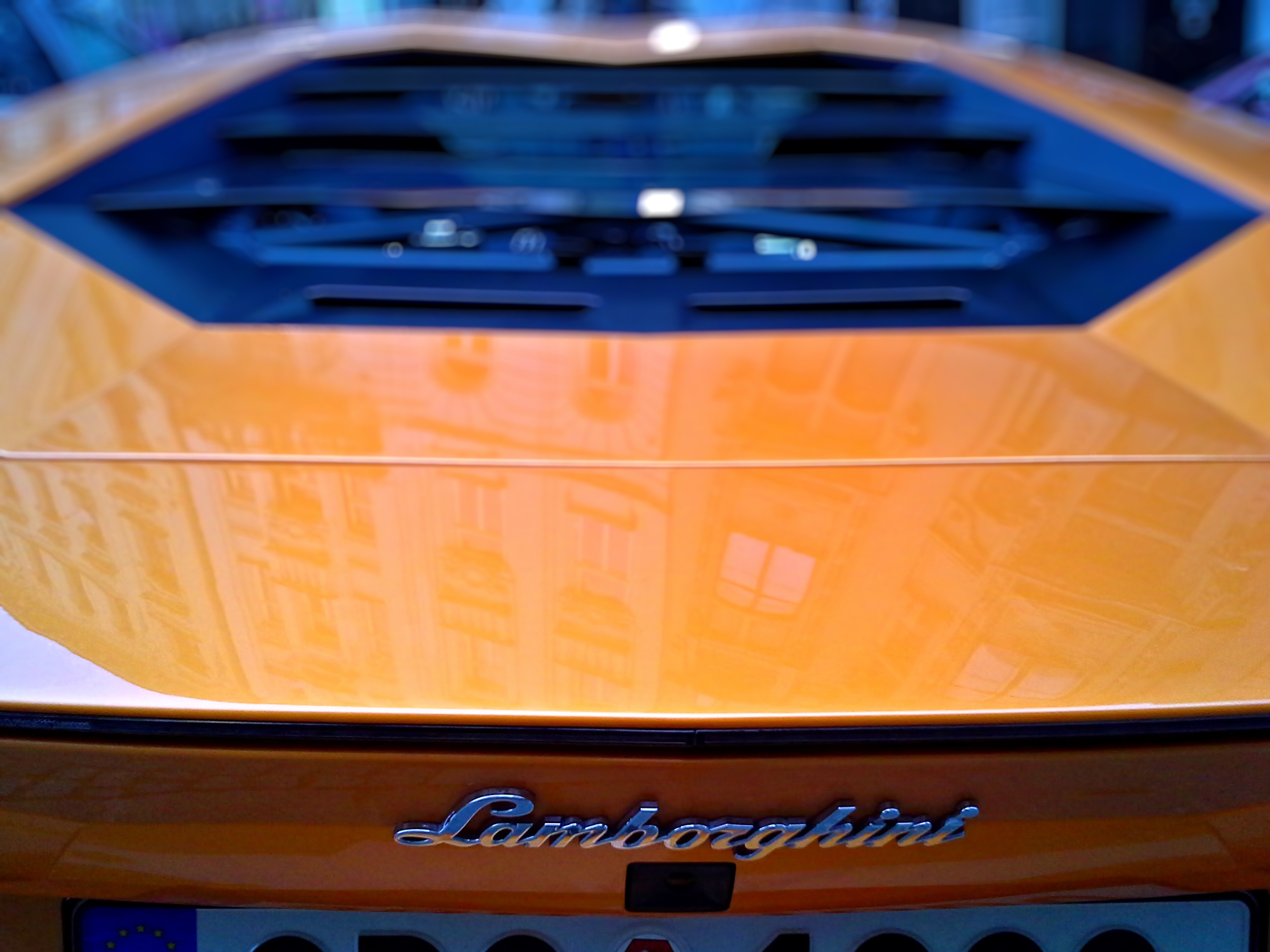focus on foreground, no people, automobiles, power, reflection, orange color, western script, fast, lamborghini, vehicles, technology, communication, brno, HD Wallpaper