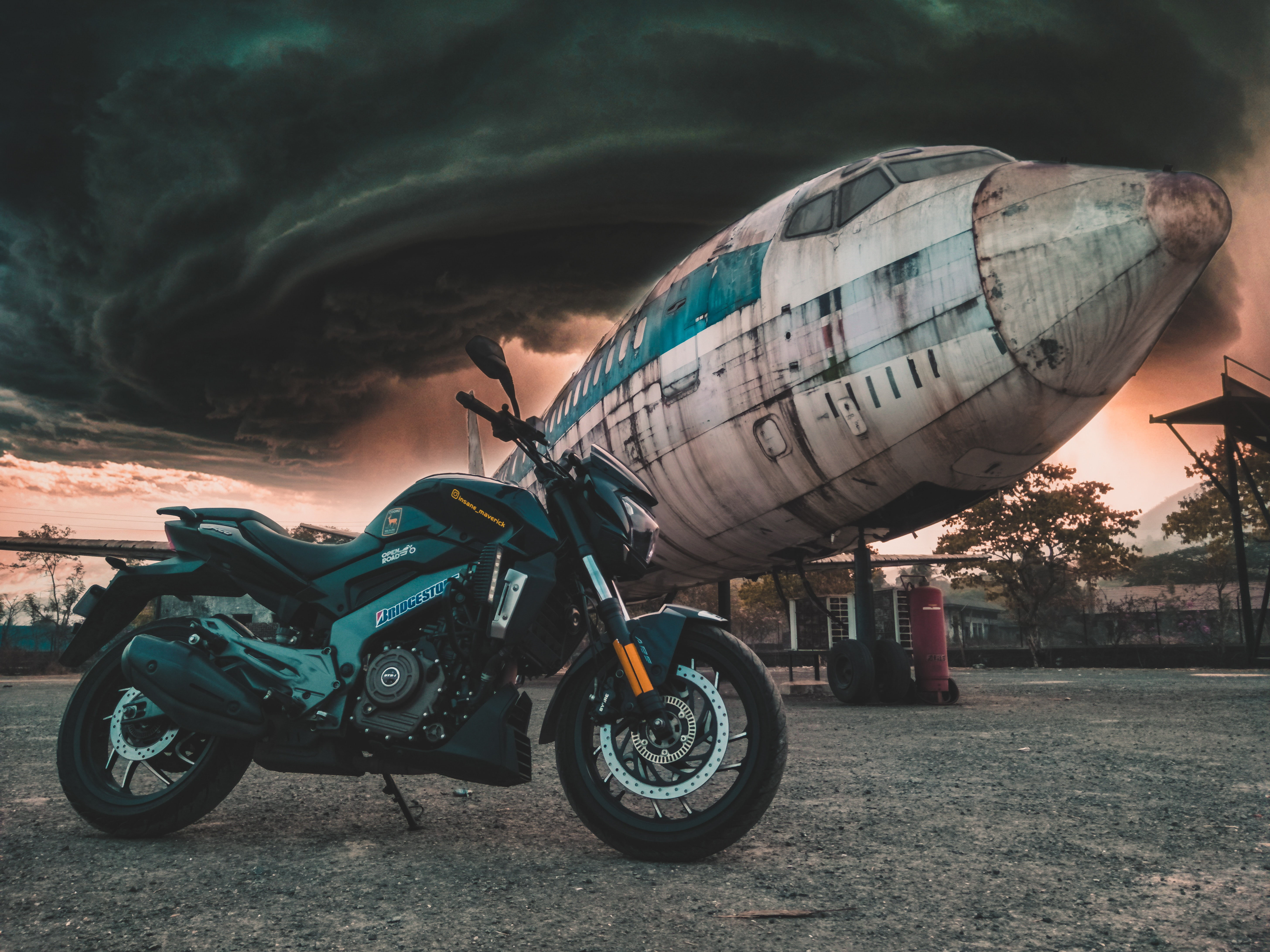 outdoors, teal, mode of Transport, wheel, exhaust Pipe, abandoned, stationary, sky, day, speed, air vehicle, airplane, cloud - sky, land Vehicle, nature, HD Wallpaper