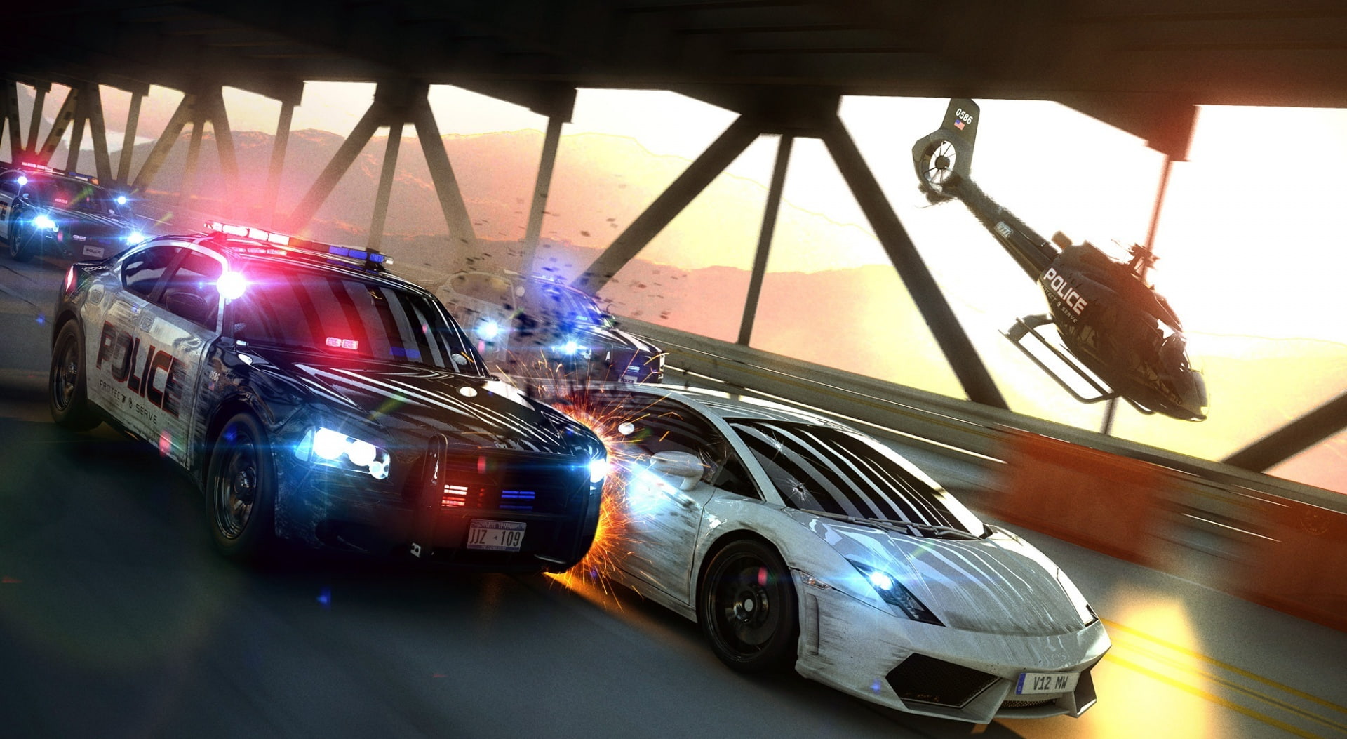 no people, day, most wanted chase, white, lens flare, lamborghini, wanted, architecture, sky, transportation, sunlight, land vehicle, road trip, on the move, HD Wallpaper