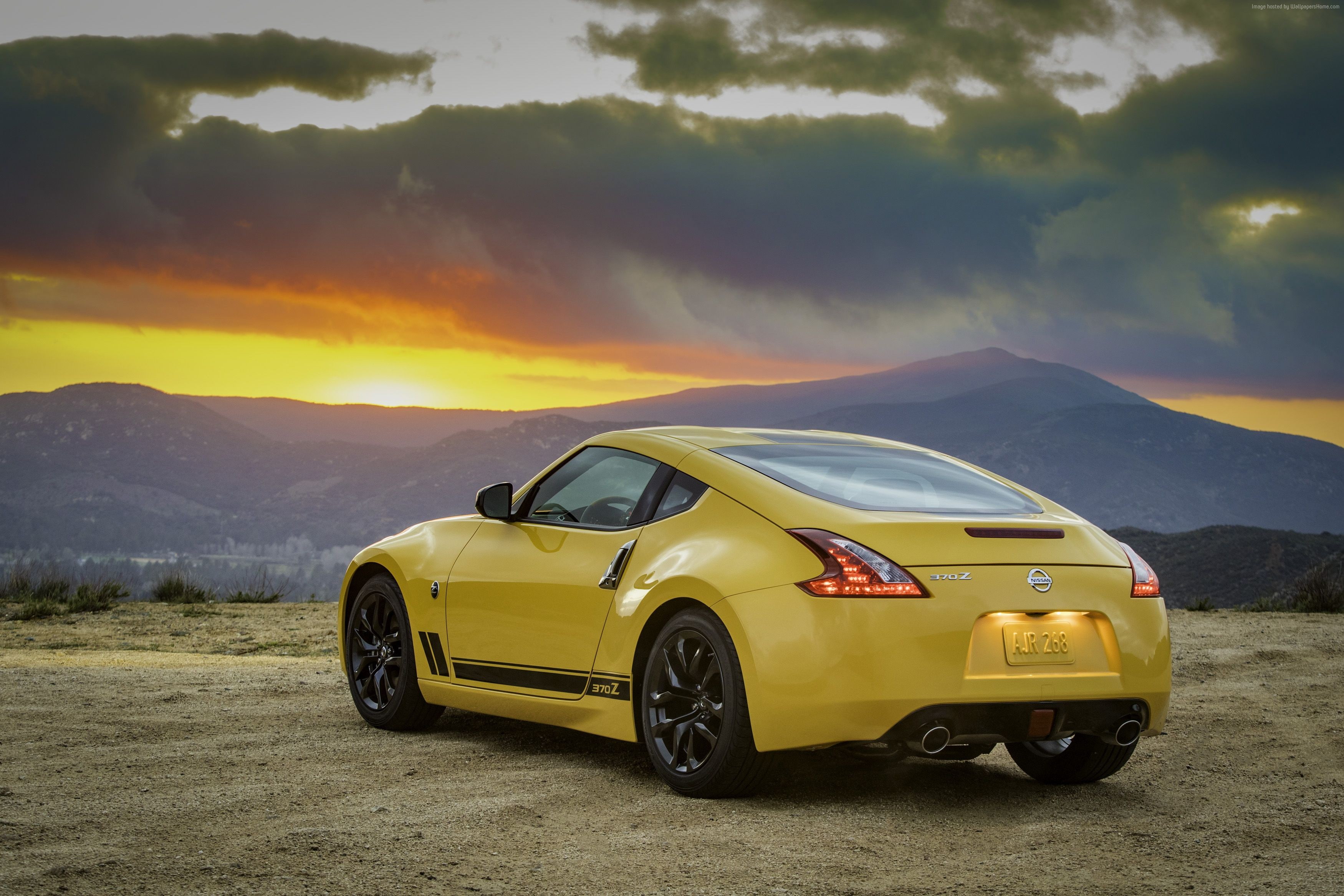 outdoors, sunset, motor vehicle, car, 2K, sky, sunlight, mode of transportation, road trip, land vehicle, Nissan 370Z Heritage Edition, no people, 4K, HD Wallpaper