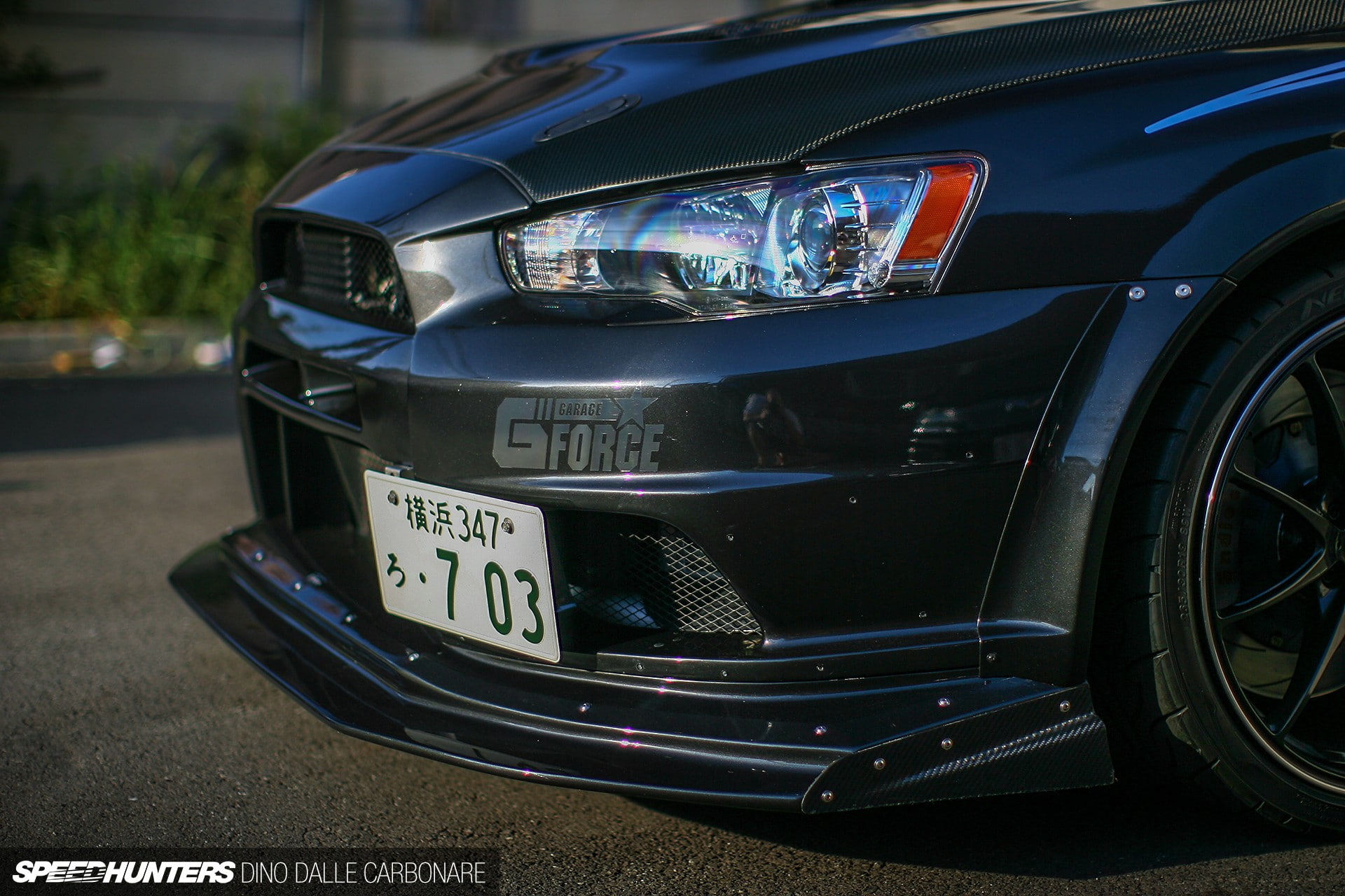 Mitsubishi Lancer EVO, street, Mitsubishi Lancer Evolution X, text, mode of transportation, focus on foreground, city, 1080P, stationary, Speed Hunters, HD Wallpaper