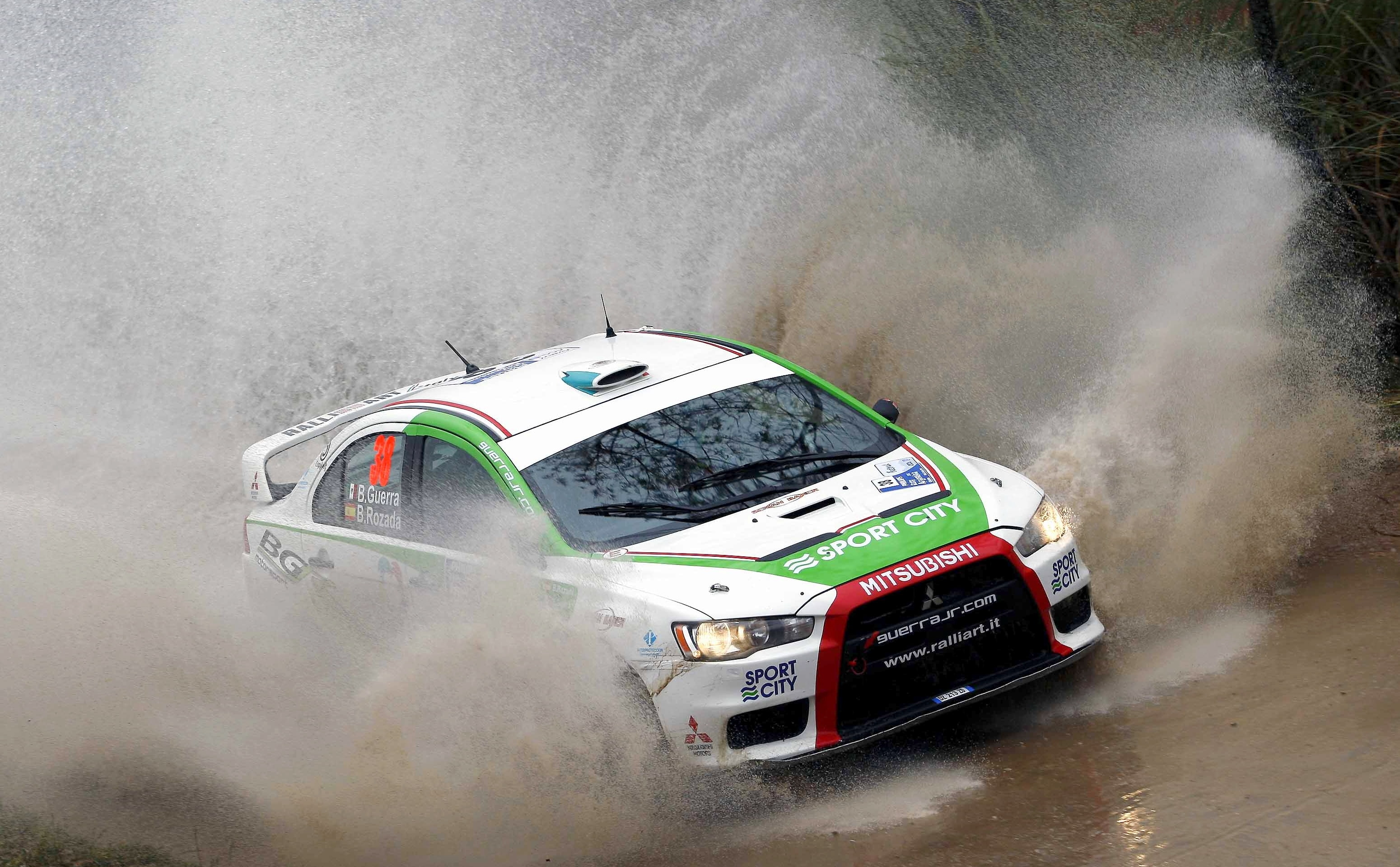 Rally, dust, Lancer, water, 2K, motor vehicle, nature, white, smoke - physical structure, speed, sport, mode of transportation, motorsport, Evo X, Race, HD Wallpaper