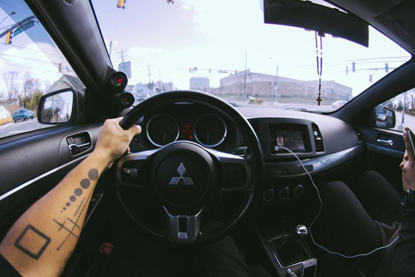 dashboard, mitsubishi, one person, real people, motor vehicle, indoors, glass - material, transparent, vehicle interior, land vehicle, men, Mitsubishi Lancer Evo X, HD Wallpaper