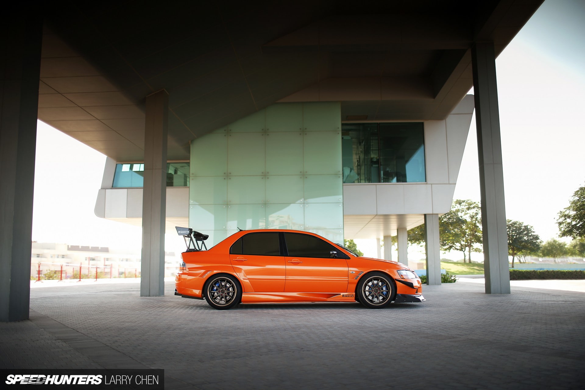 Mitsubishi Lancer EVO, Speedhunters, tuning, 1080P, car, orange cars, HD Wallpaper