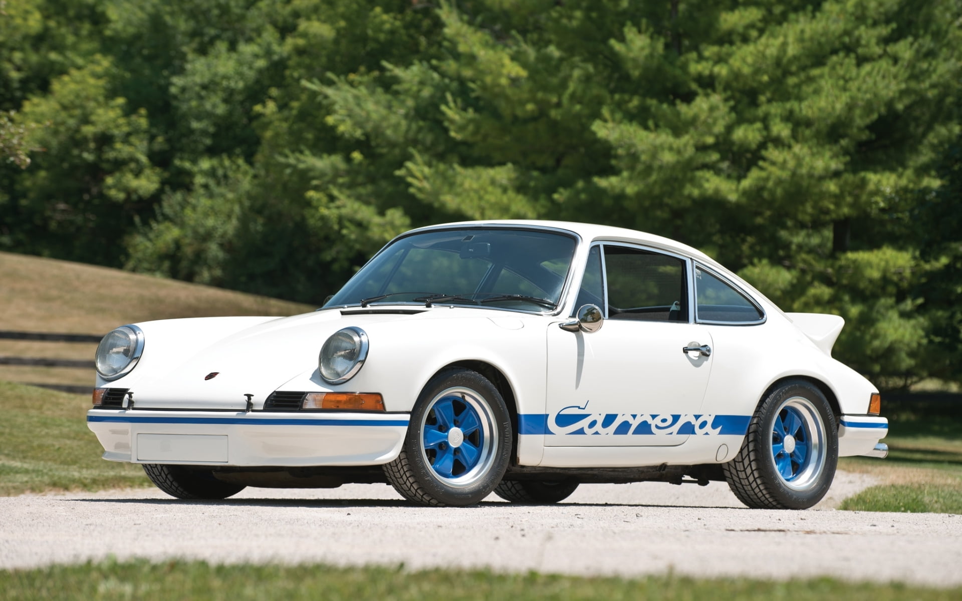 Coupe, 1080P, city, coupe.the front, green color, plant, road, Porsche, no people, Porsche 911, 1972, stationary, car, mode of transportation, day, Carrera, HD Wallpaper