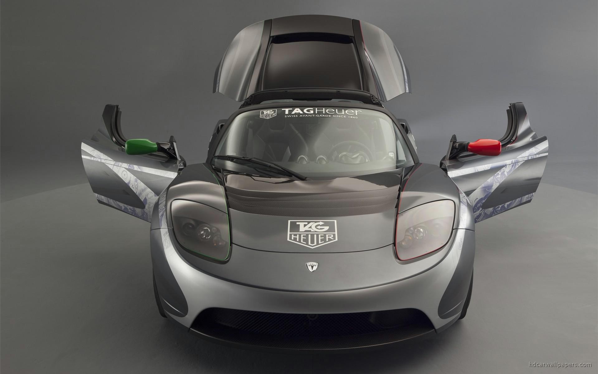 roadster, coupe, 1080P, cars, sports, tesla, heuer, tag, black, HD Wallpaper