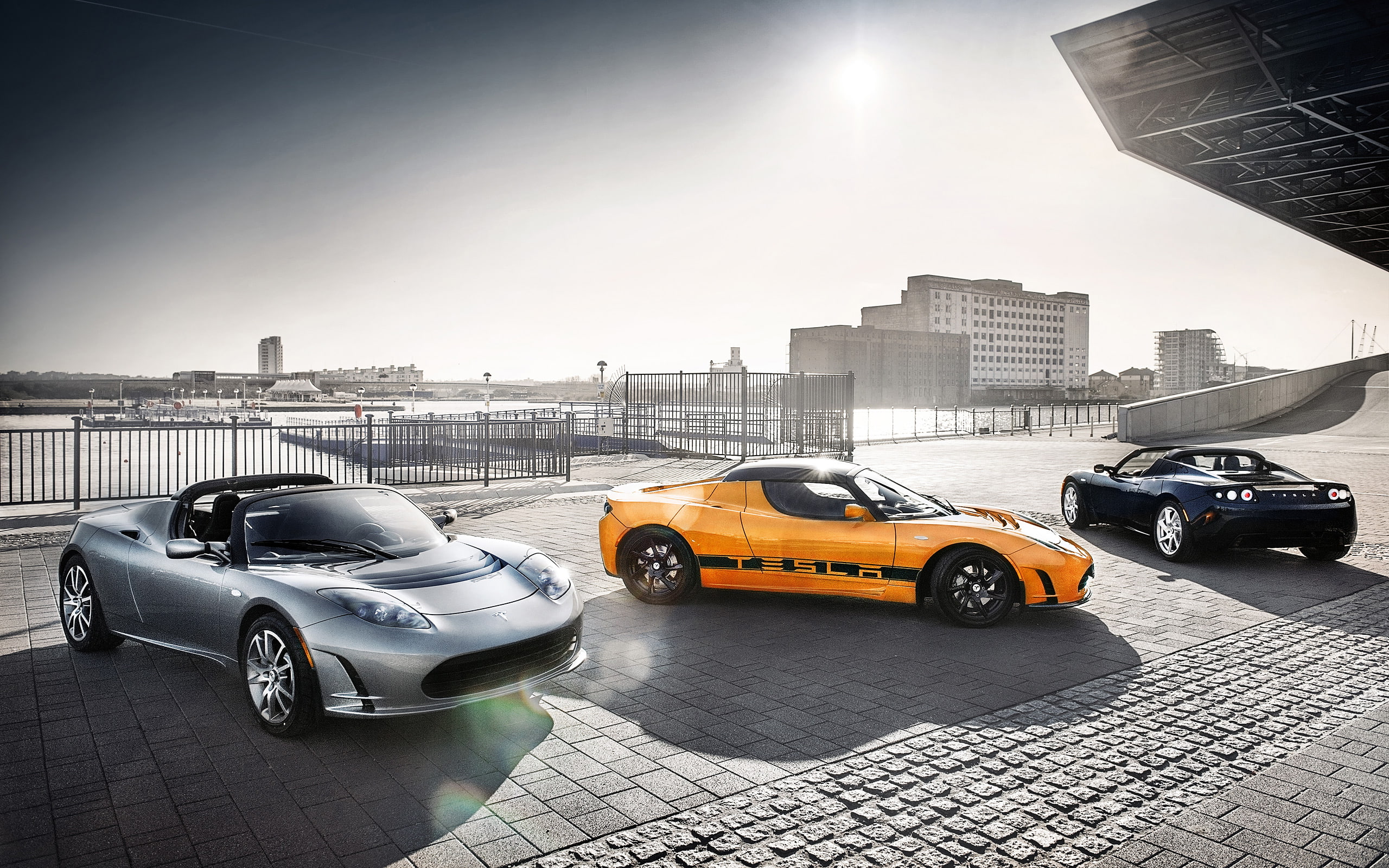 2012, roadster, tesla, supercar, 2K, HD Wallpaper