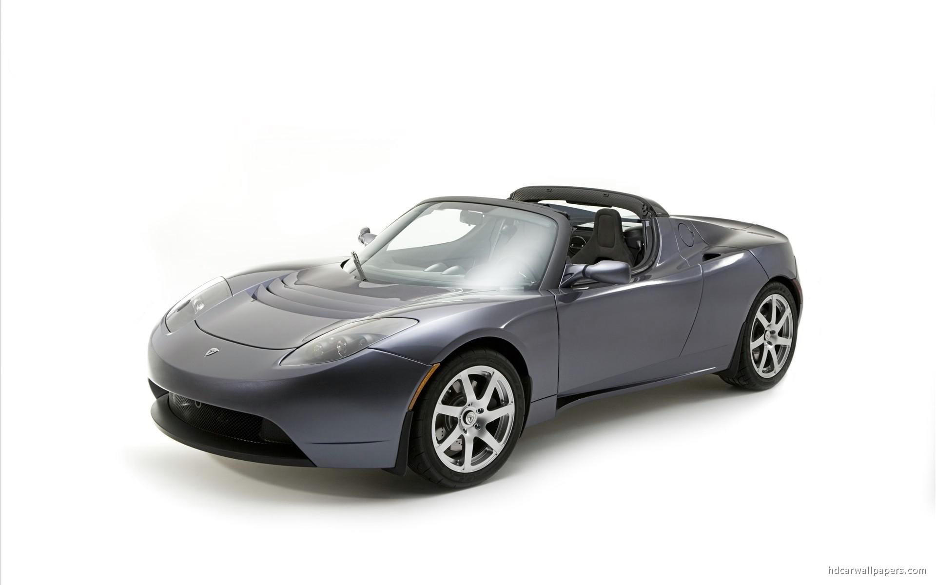 1080P, roadster, grey, sport, tesla, cars, convertible, HD Wallpaper