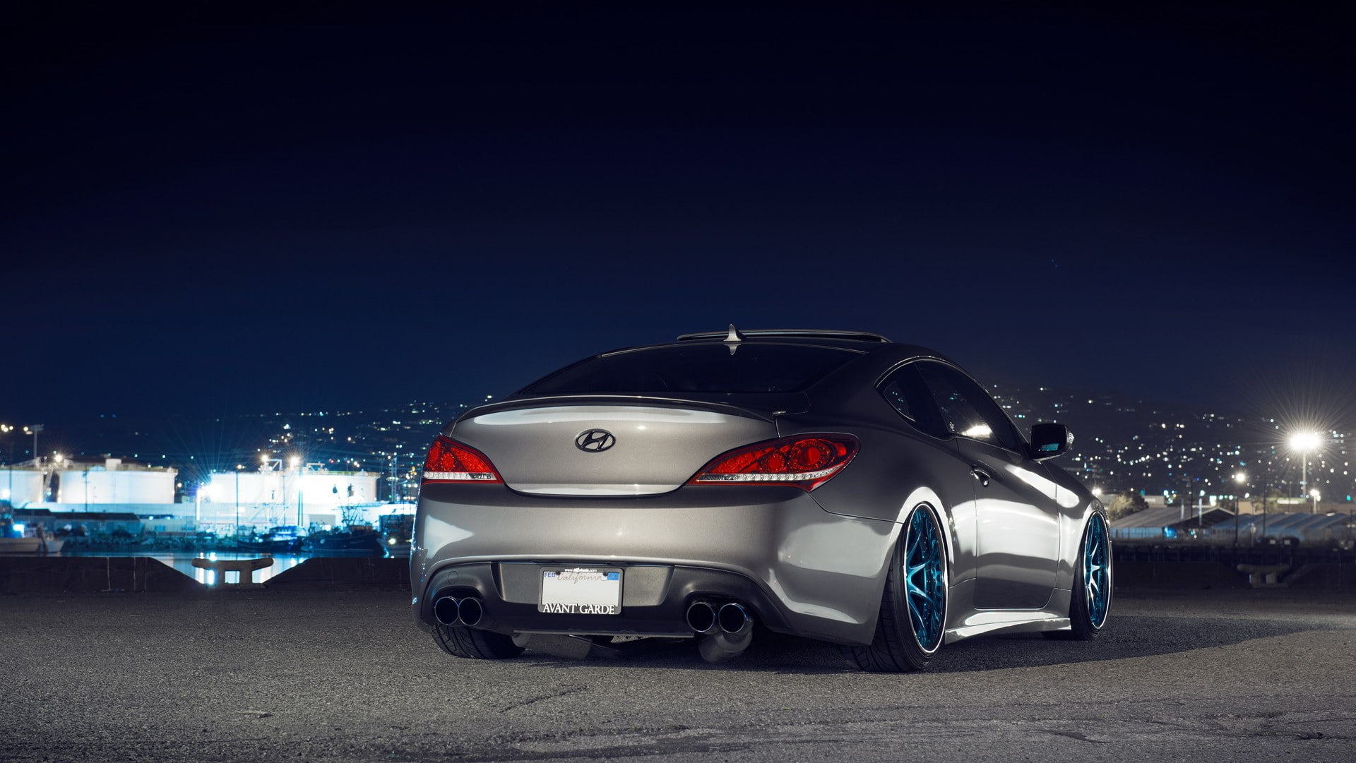 luxury, building exterior, city, Hyundai, transportation, built structure, sky, car, motor vehicle, copy space, night, land vehicle, motion, road, architecture, HD Wallpaper