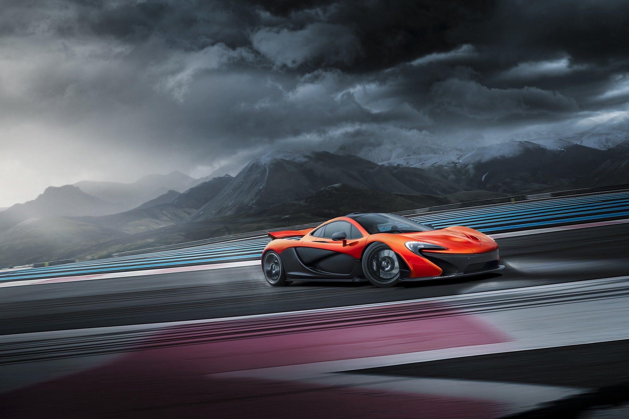Drifting, Skid, Orange, McLaren, Supercar, Track, Clouds, 1080P, HD Wallpaper