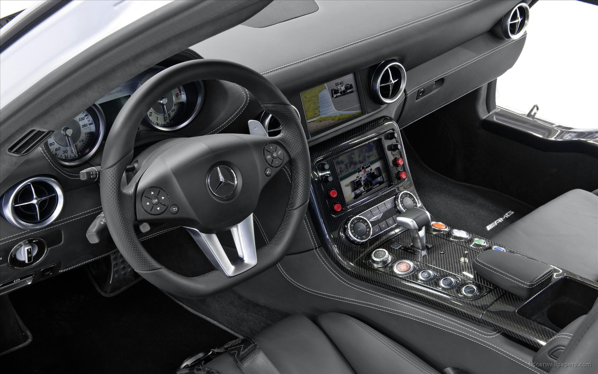black, benz, interior, safety, 2010, 1080P, amg, car, mercedes benz, cars, mercedes, sls, f, HD Wallpaper