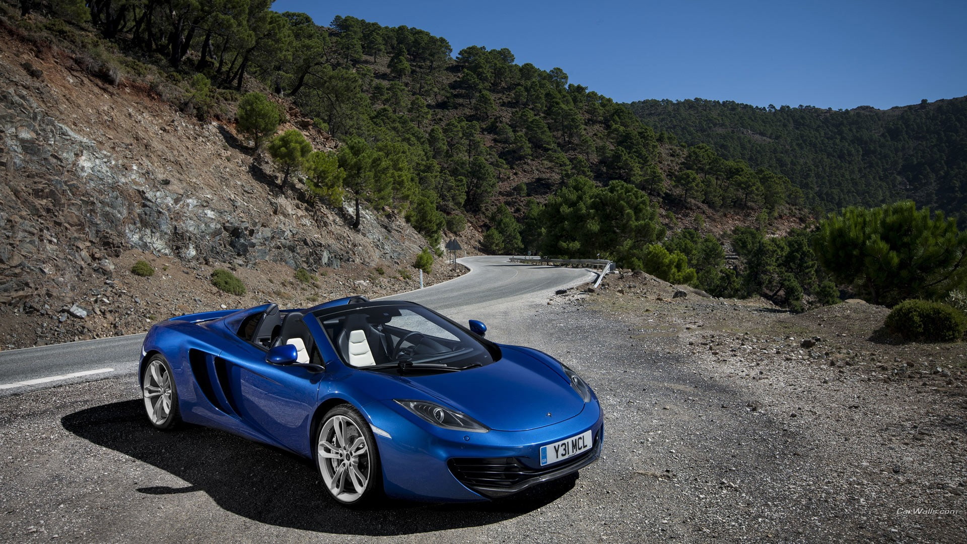 blue cars, McLaren MP4-12C, car, vehicle, McLaren, road, 1080P, HD Wallpaper